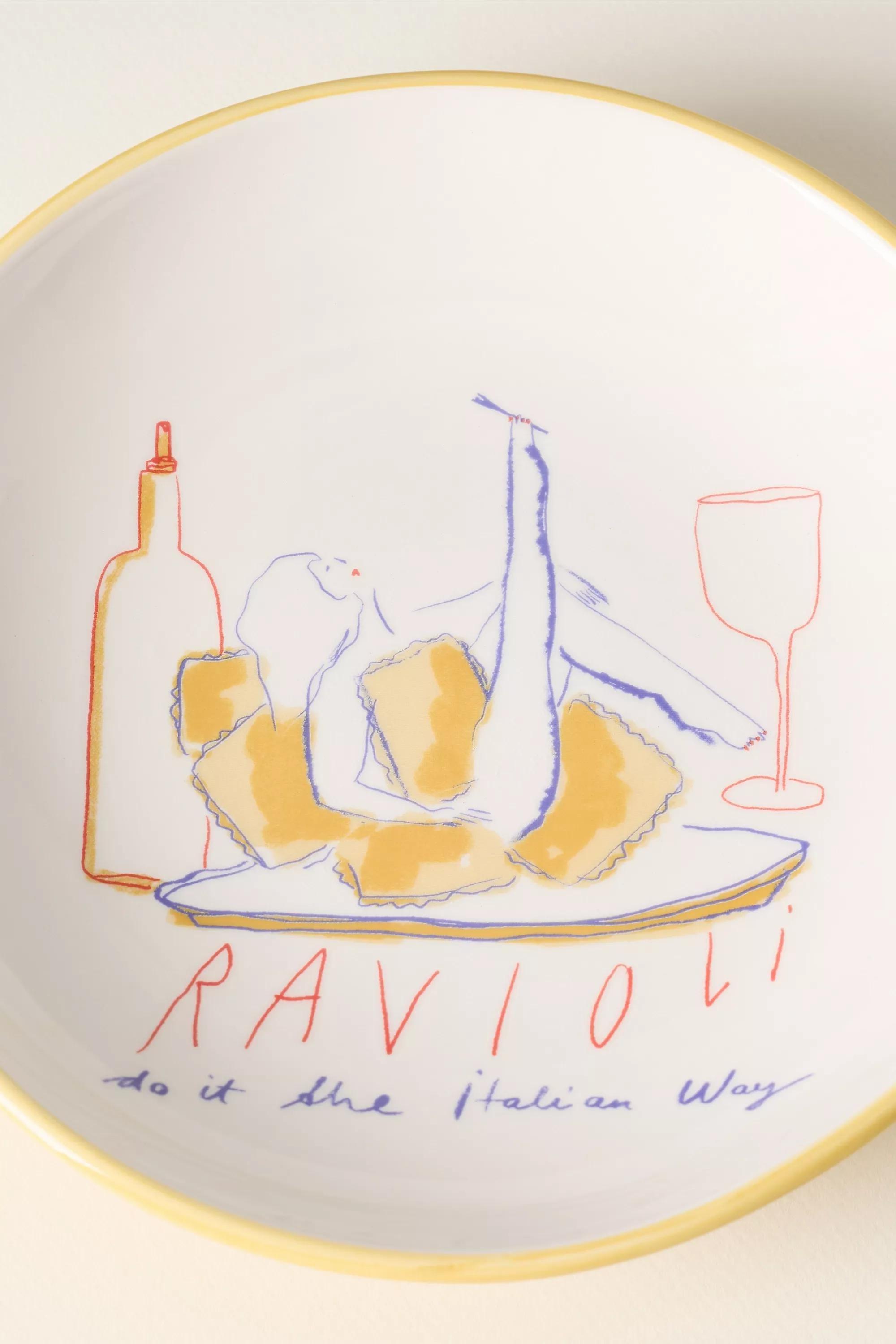 Das Rotes Rabbit Italian Earthenware Pasta Bowl, Yellow, A501_0072, large image number 2