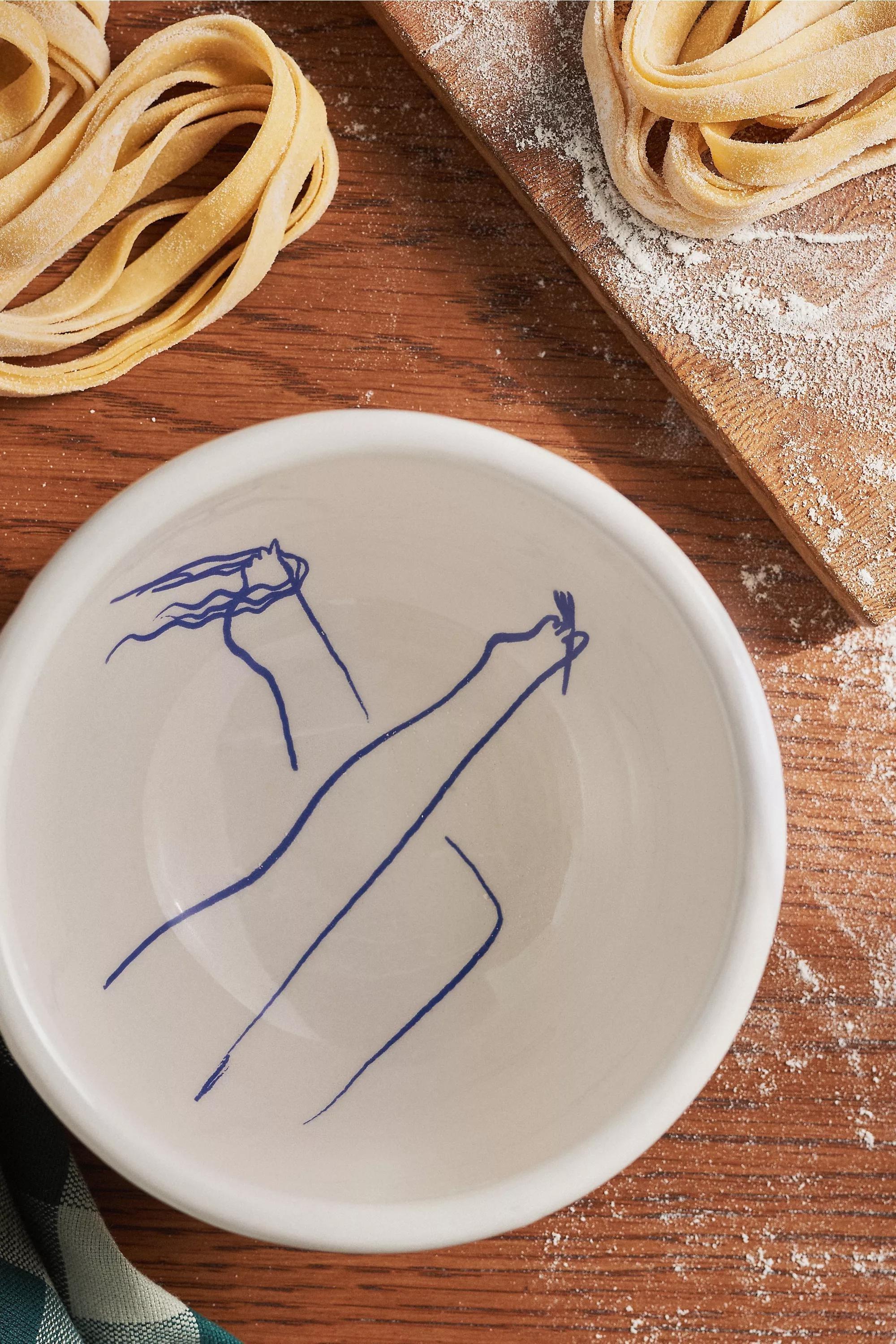 Das Rotes Rabbit Italian Earthenware Tall Bowl, White, A501_0010, large image number 1