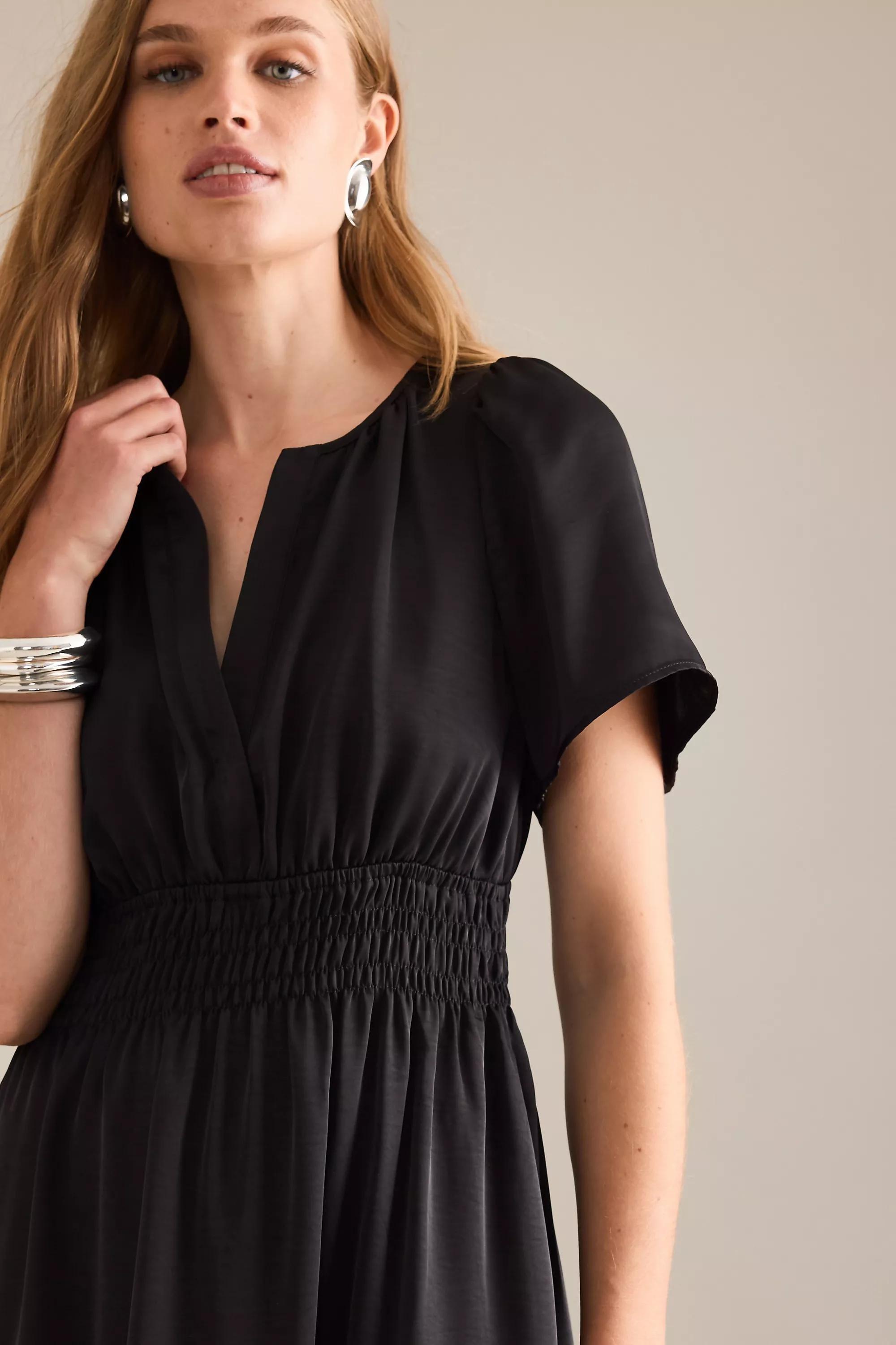 BLACK By Anthropologie Satin Waisted Tiered Maxi Dress, A501_0001, large image number 4