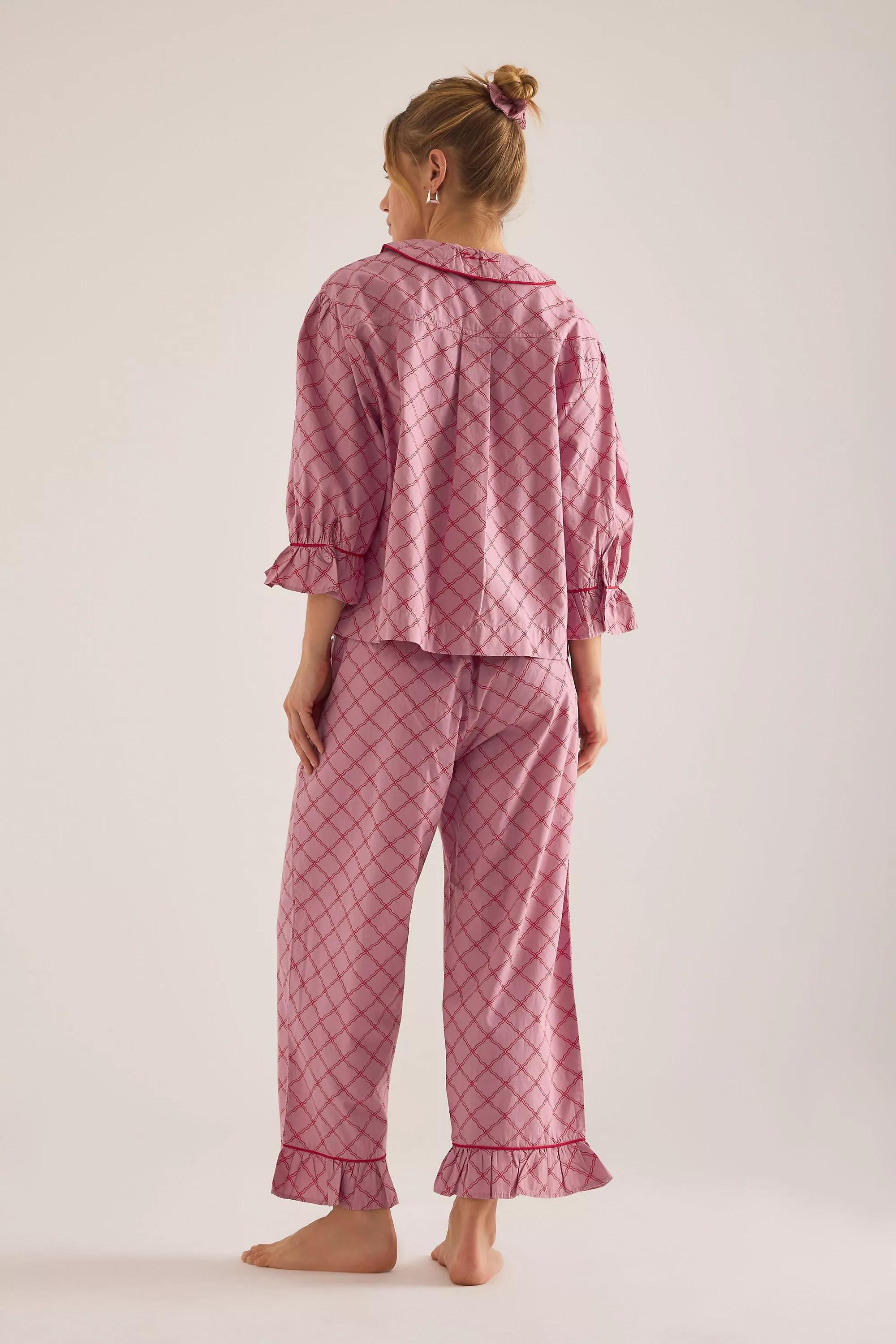 Tbco Lattice Long Pyjama Set, Pink, A501_0266, large image number 1