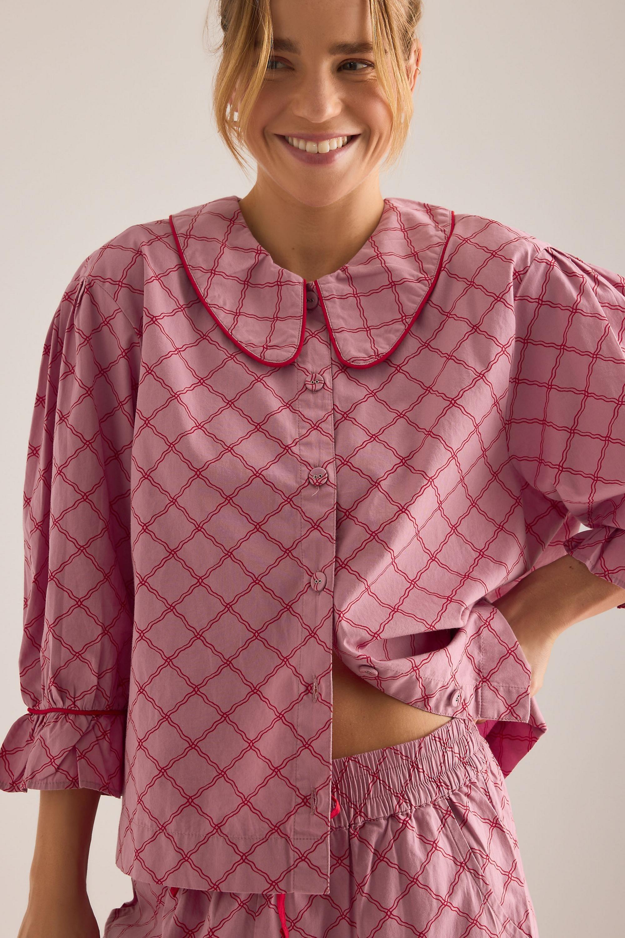 Tbco Lattice Long Pyjama Set, Pink, A501_0266, large image number 2