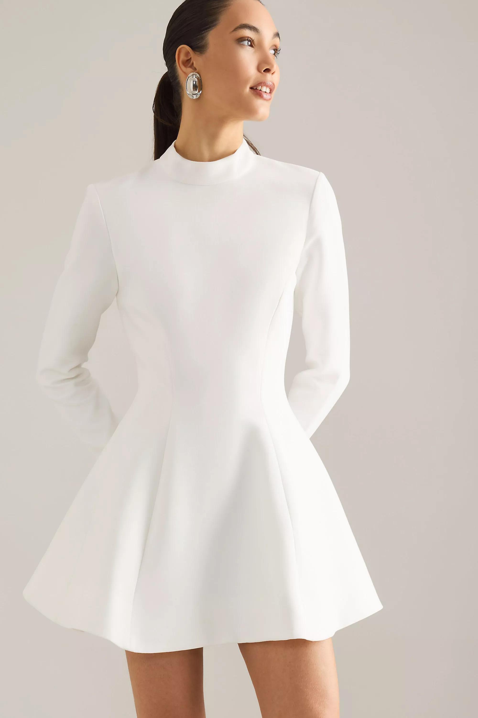 WHITE Bardot Zephyra High-Neck Long-Sleeve Mini Dress, A501_0010, large image number 2