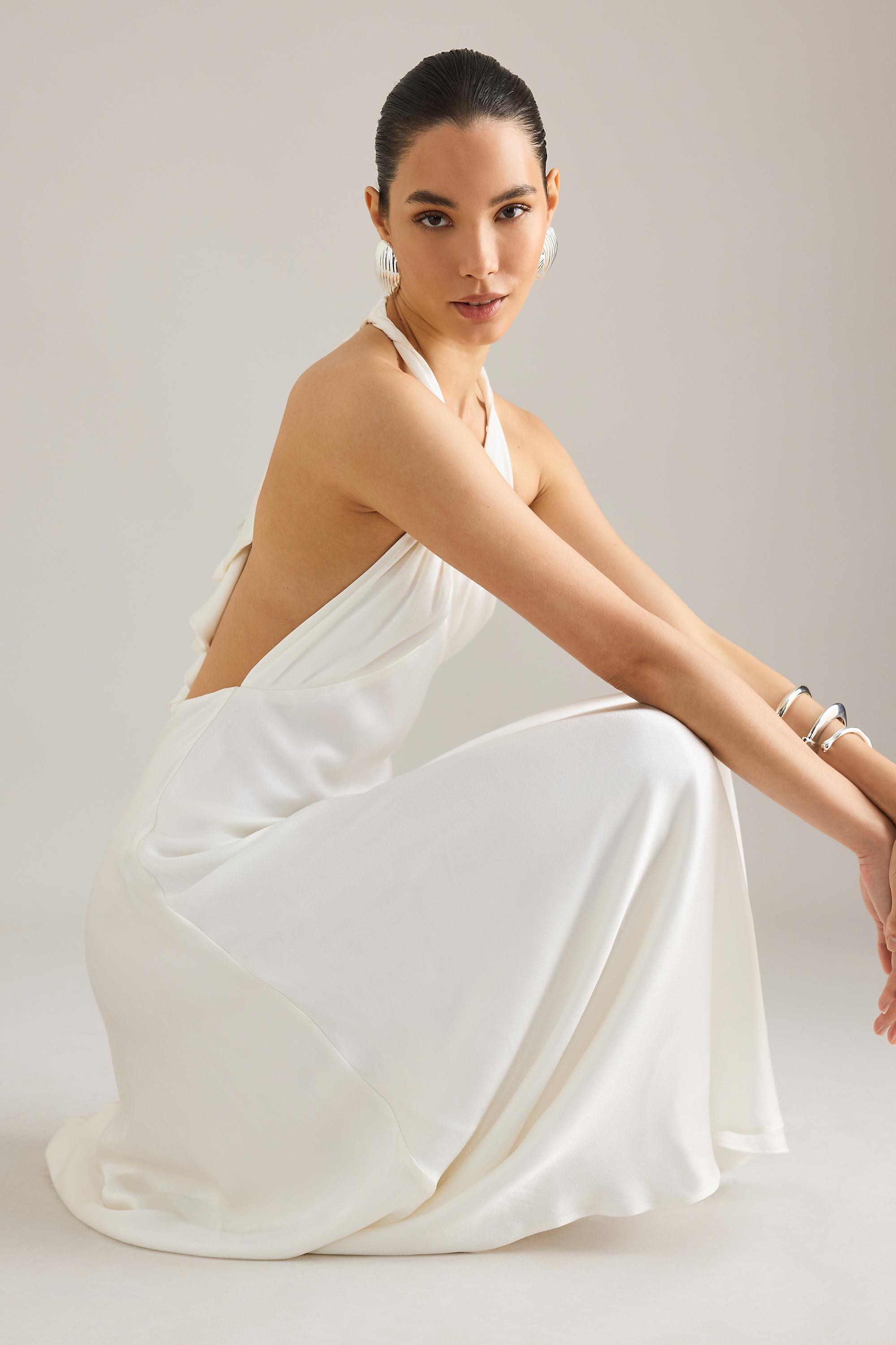 IVORY Bardot Thena Halter Maxi Dress, A501_0011, large image number 3