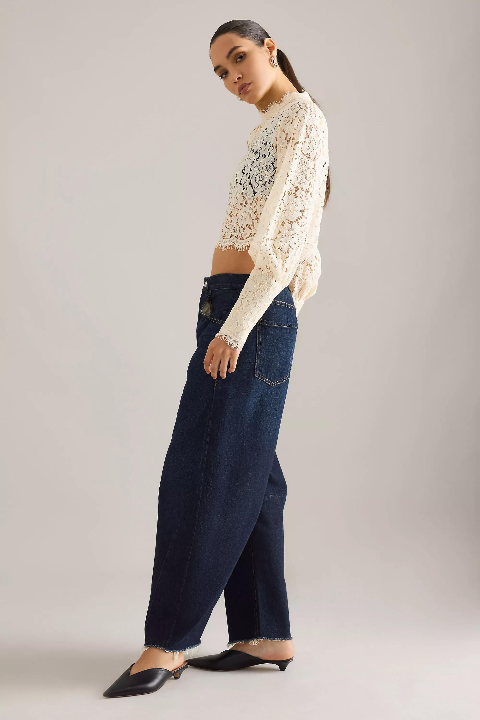 LIGHT SAND Bardot Georgia Lace Long-Sleeve Crop Top, A501_0013, large image number 4