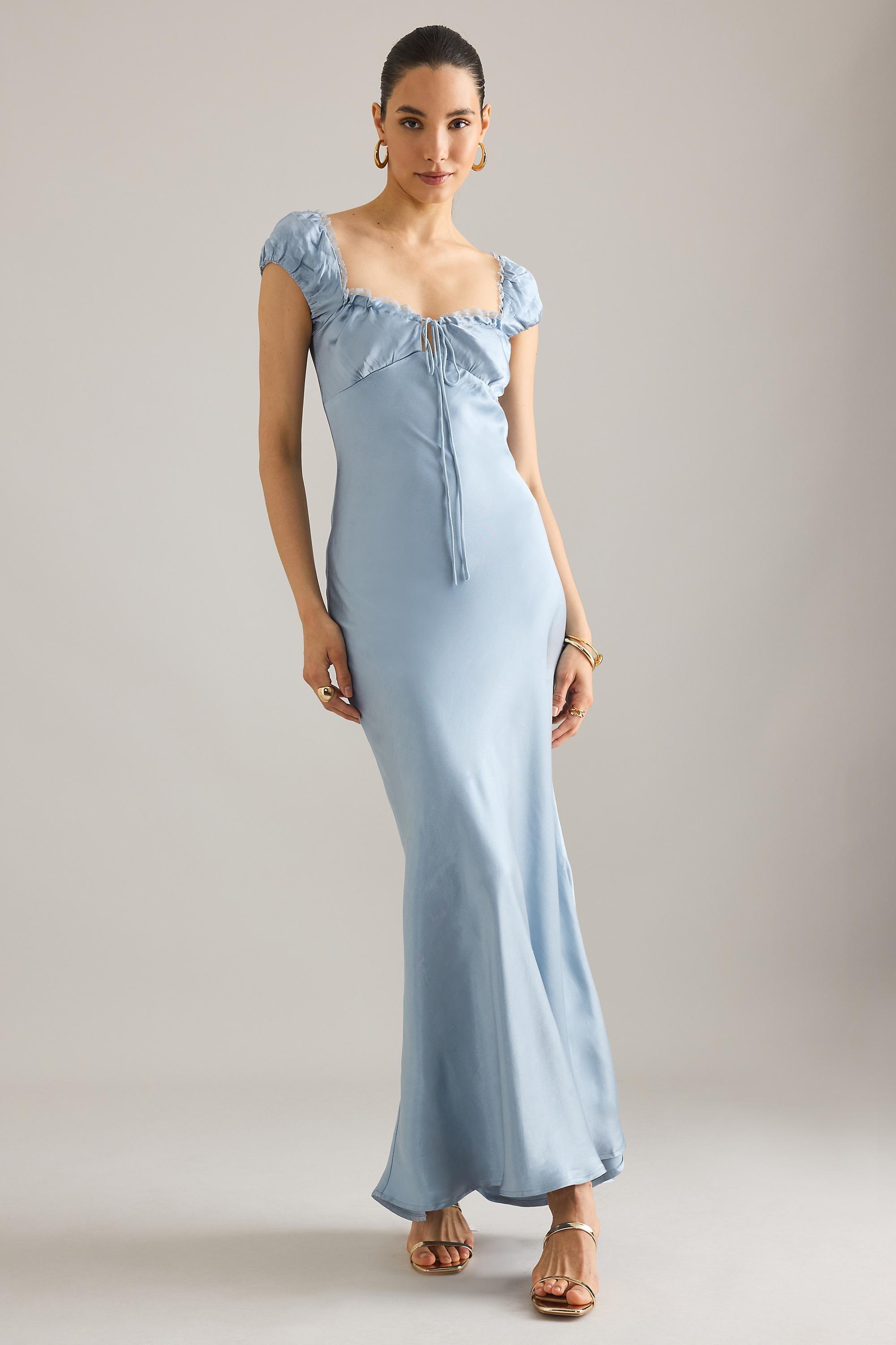 Bardot Stasia Satin Maxi Slip Dress, Blue, A501_0045, large image number 0