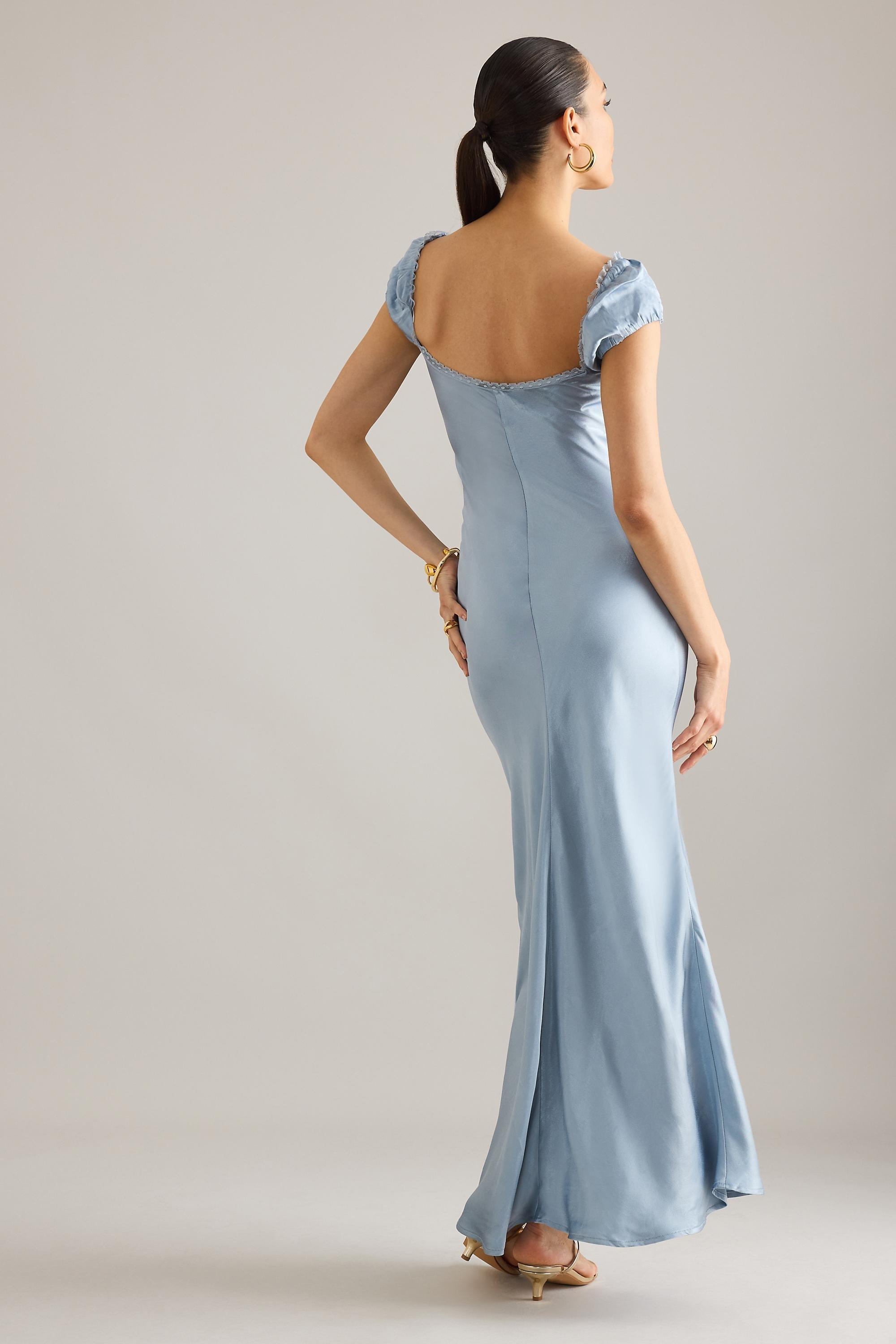 Bardot Stasia Satin Maxi Slip Dress, Blue, A501_0045, large image number 1