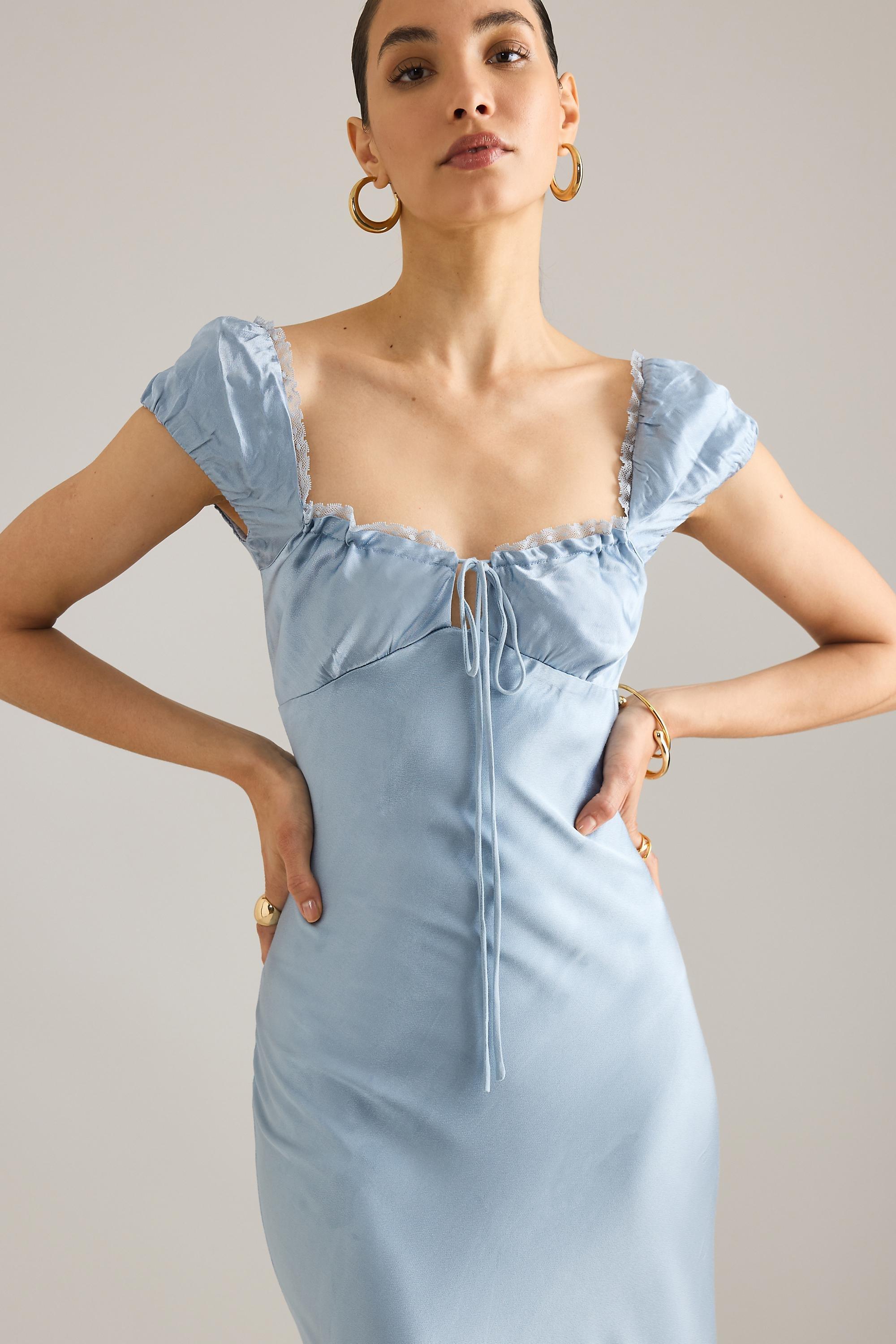 Bardot Stasia Satin Maxi Slip Dress, Blue, A501_0045, large image number 3