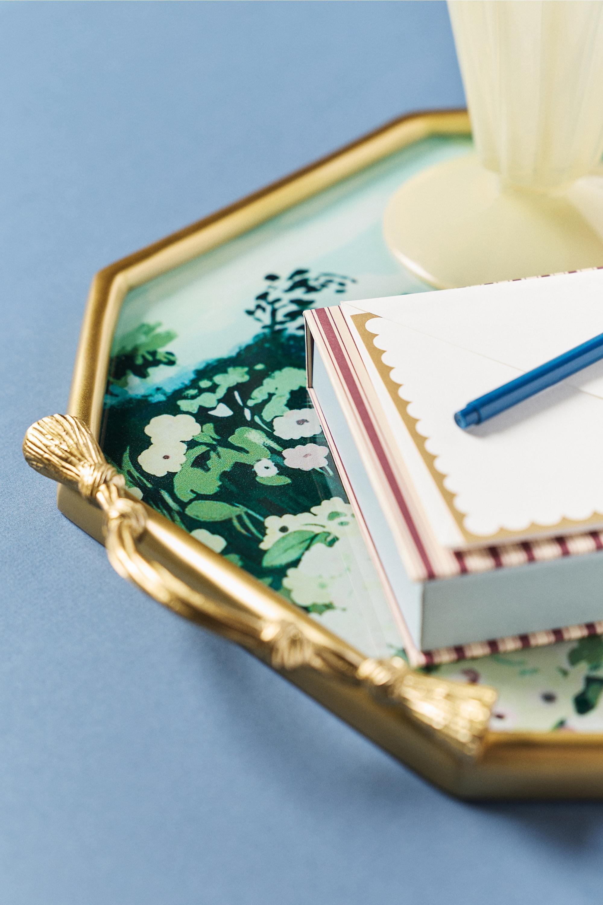 PINK Abigail Swan Gold Metal Tray, A501_0066, large image number 1