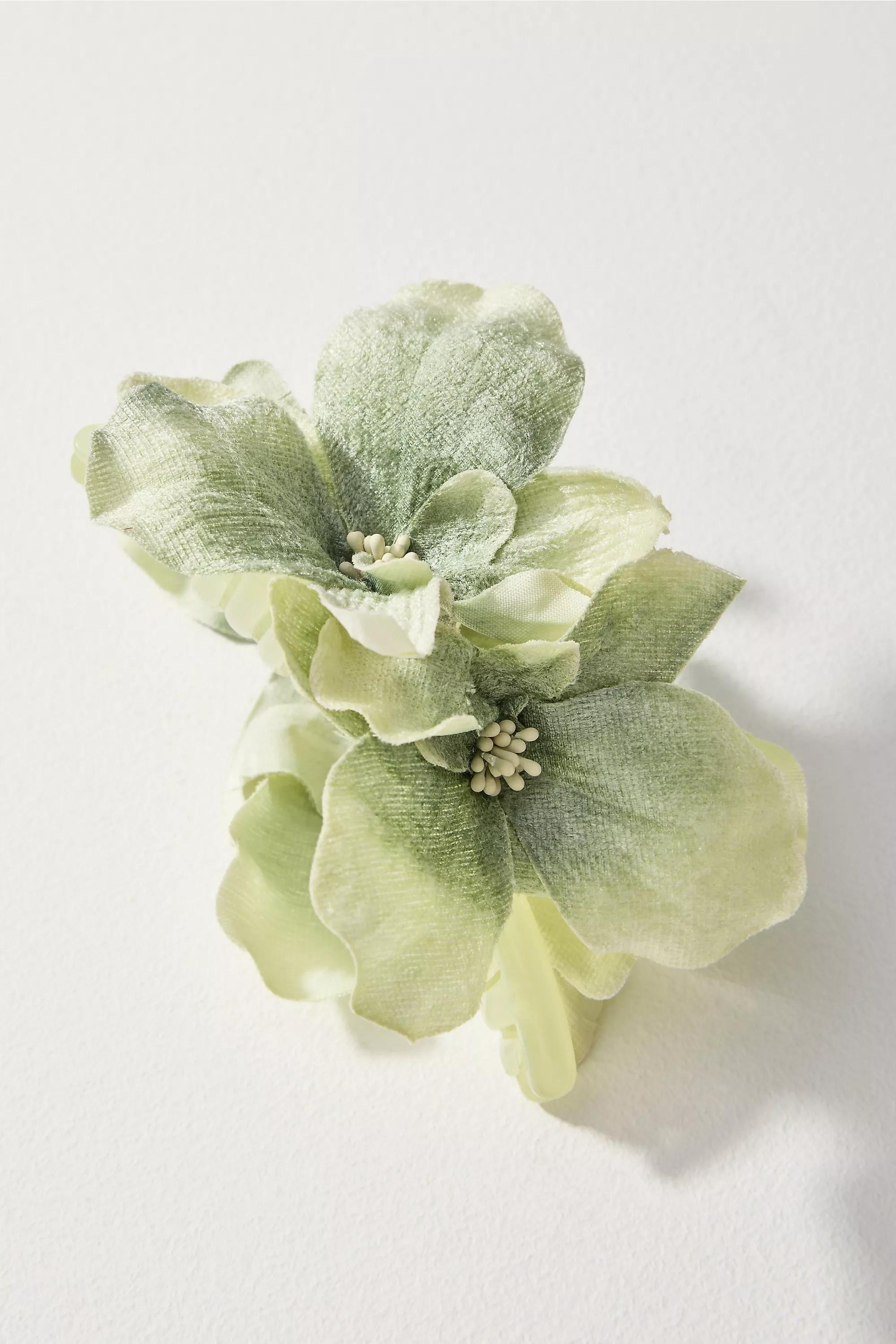 Flower Bloom Hair Claw Clip, Green, A501_0031, large image number 0