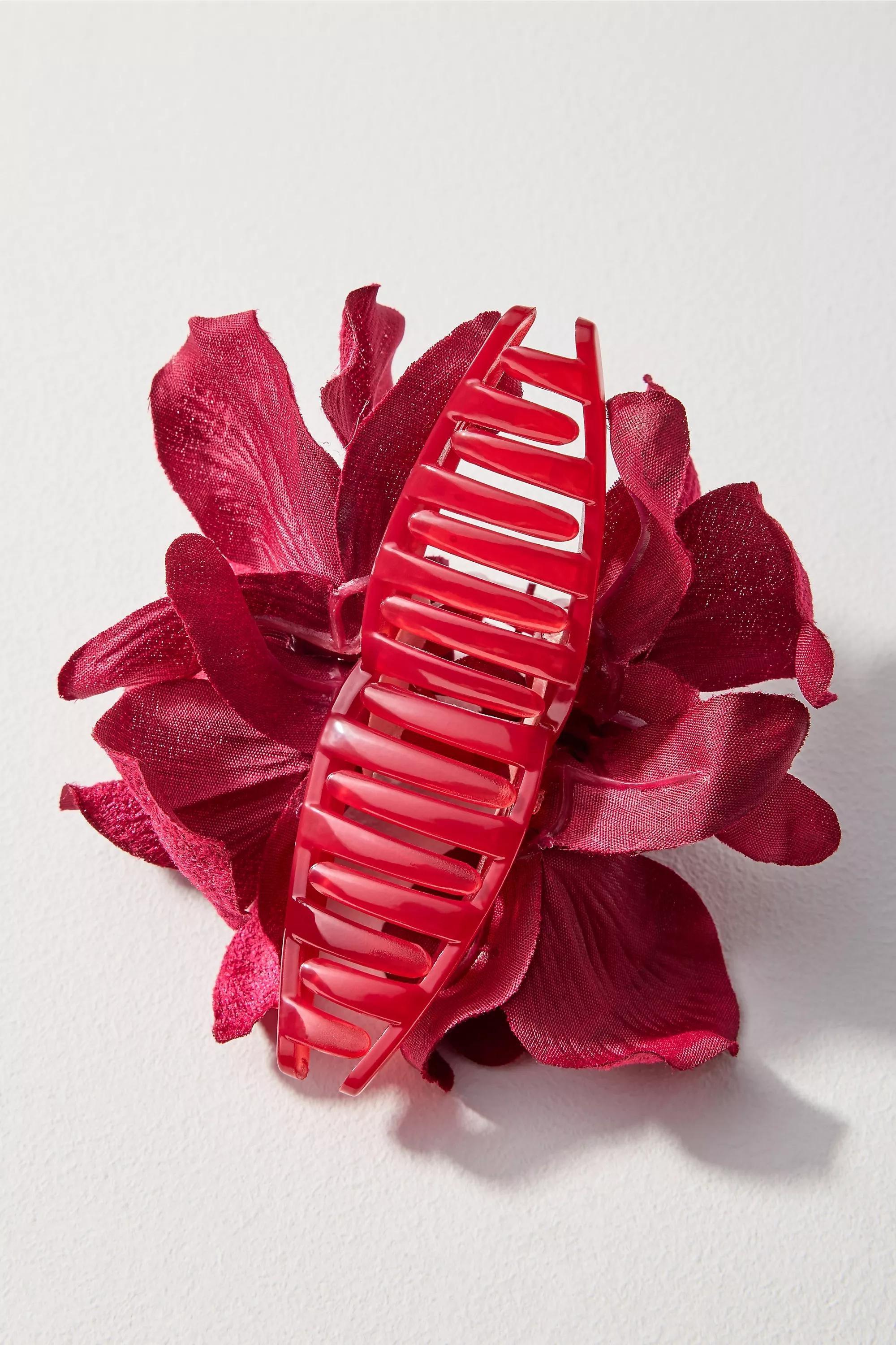 Flower Bloom Hair Claw Clip, Red, A501_0061, large image number 2