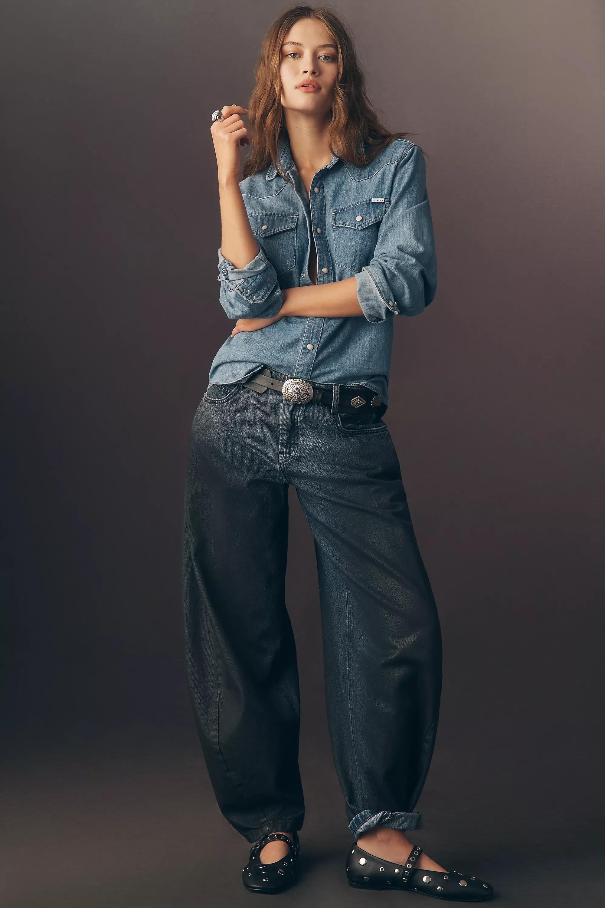 By Pilcro High-Rise Balloon Jeans, Navy, A501_0091, large image number 0