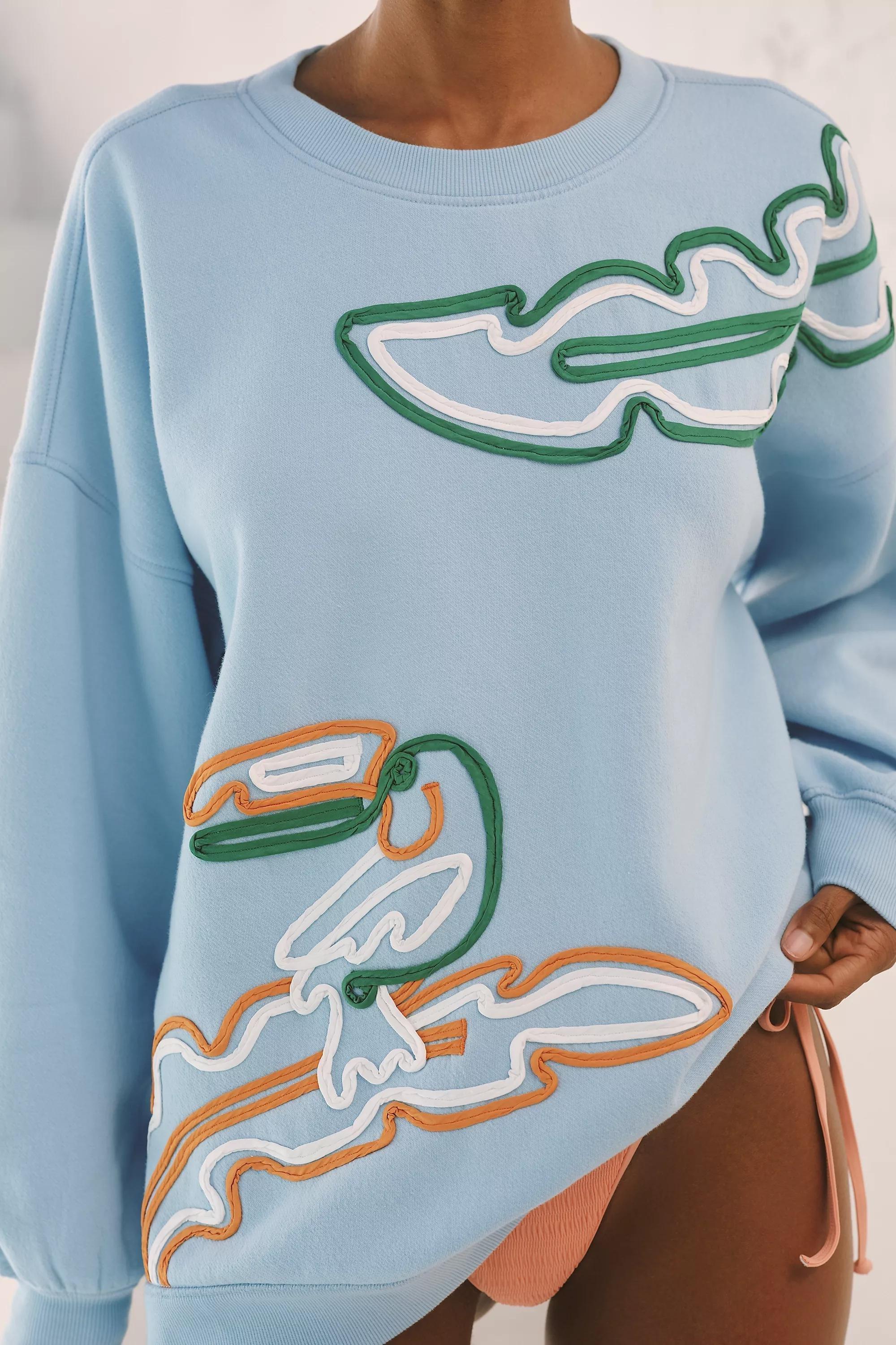 By Celandine Embellished Crew-Neck Sweatshirt, Blue, A501_0049, large image number 4