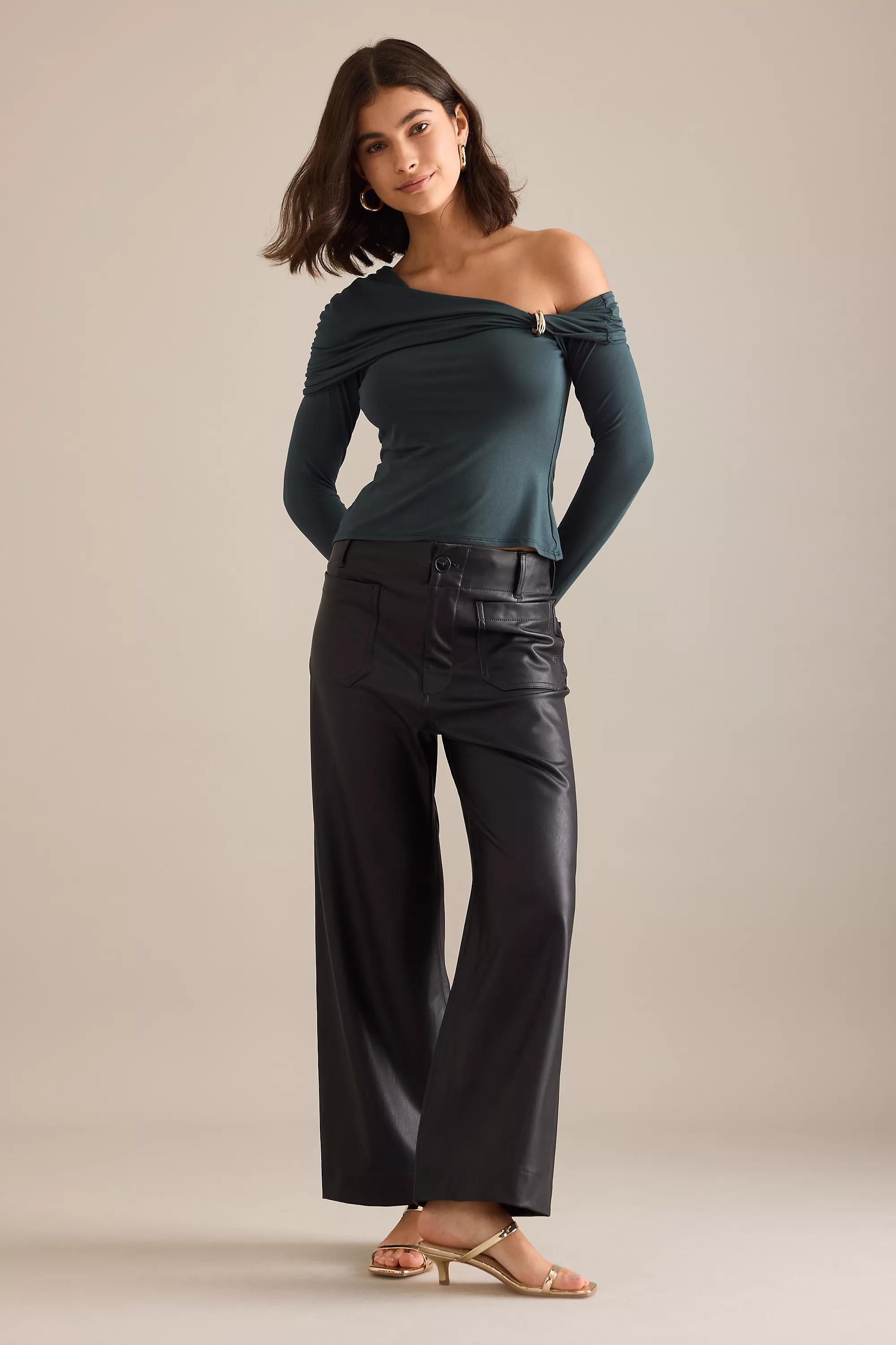 By Anthropologie Long-Sleeve Hardware Top, Green, A501_0037, large image number 3