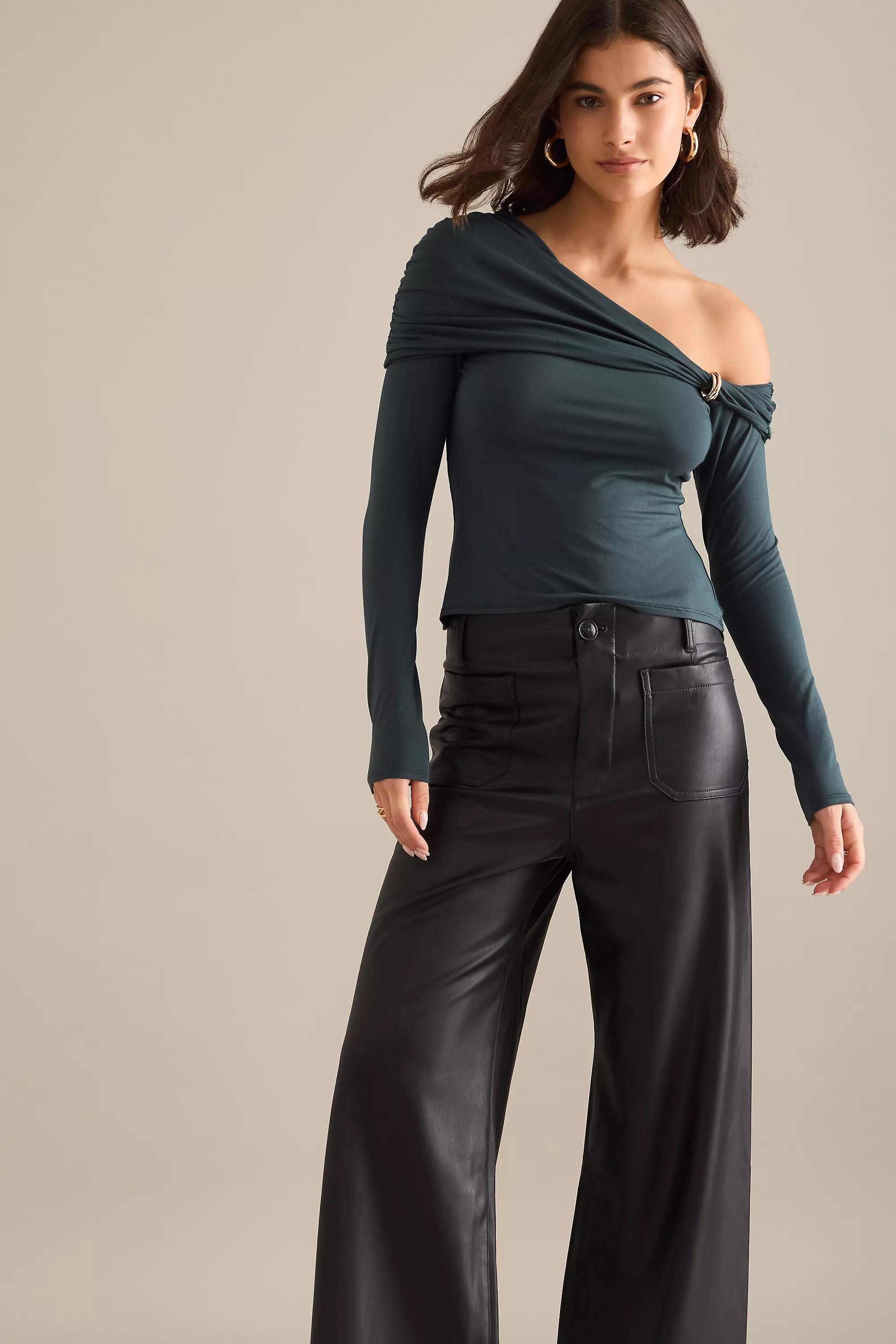 By Anthropologie Long-Sleeve Hardware Top, Green, A501_0037, large image number 4