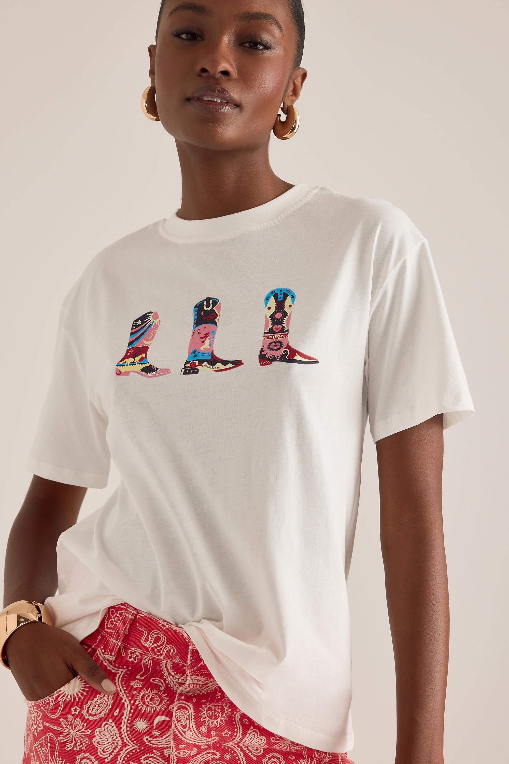 Never Fully Dressed Cowboy Boot Graphic T-Shirt, White, White, medium