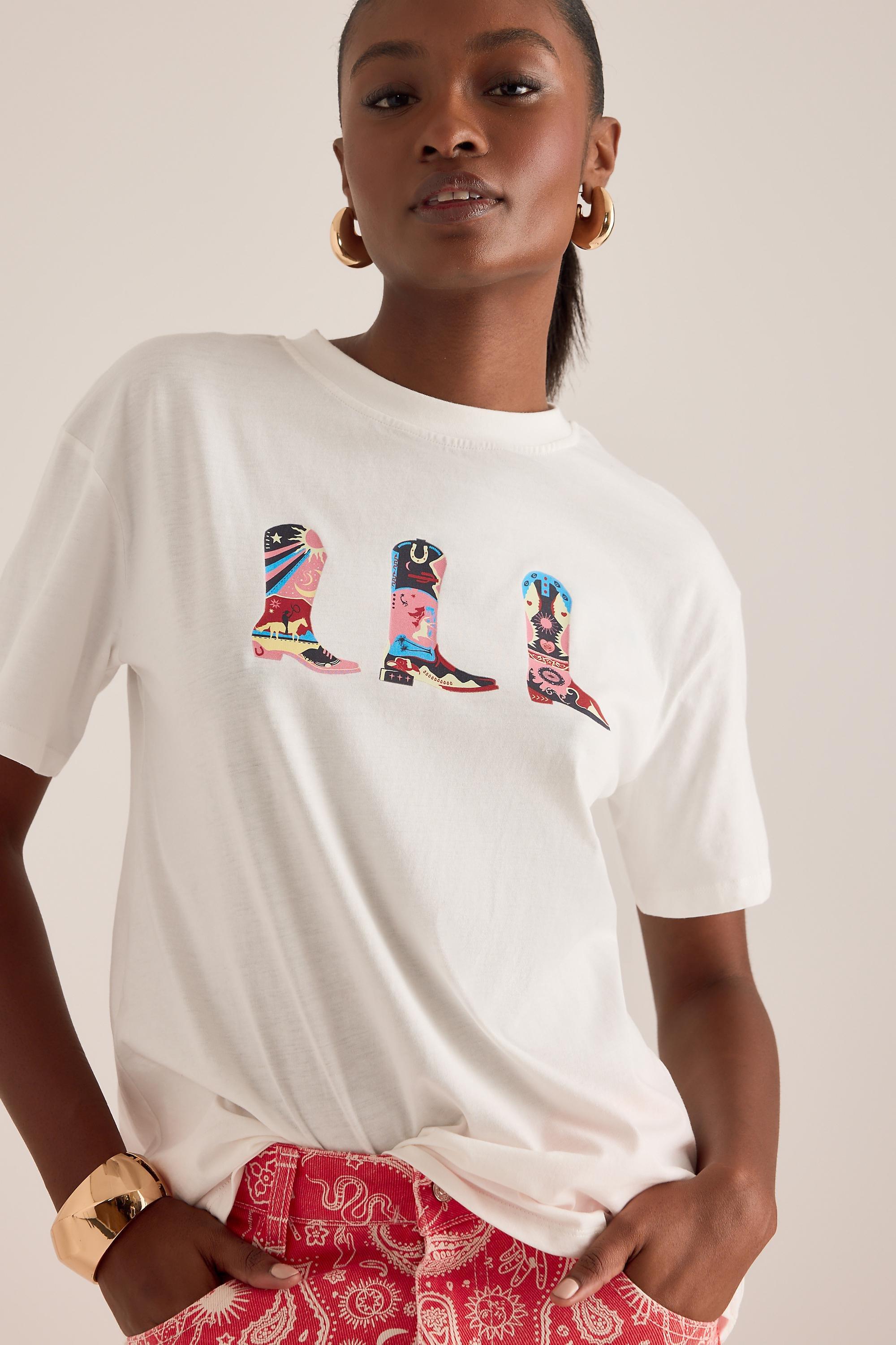 Never Fully Dressed Cowboy Boot Graphic T-Shirt, White, A501_0010, large image number 3