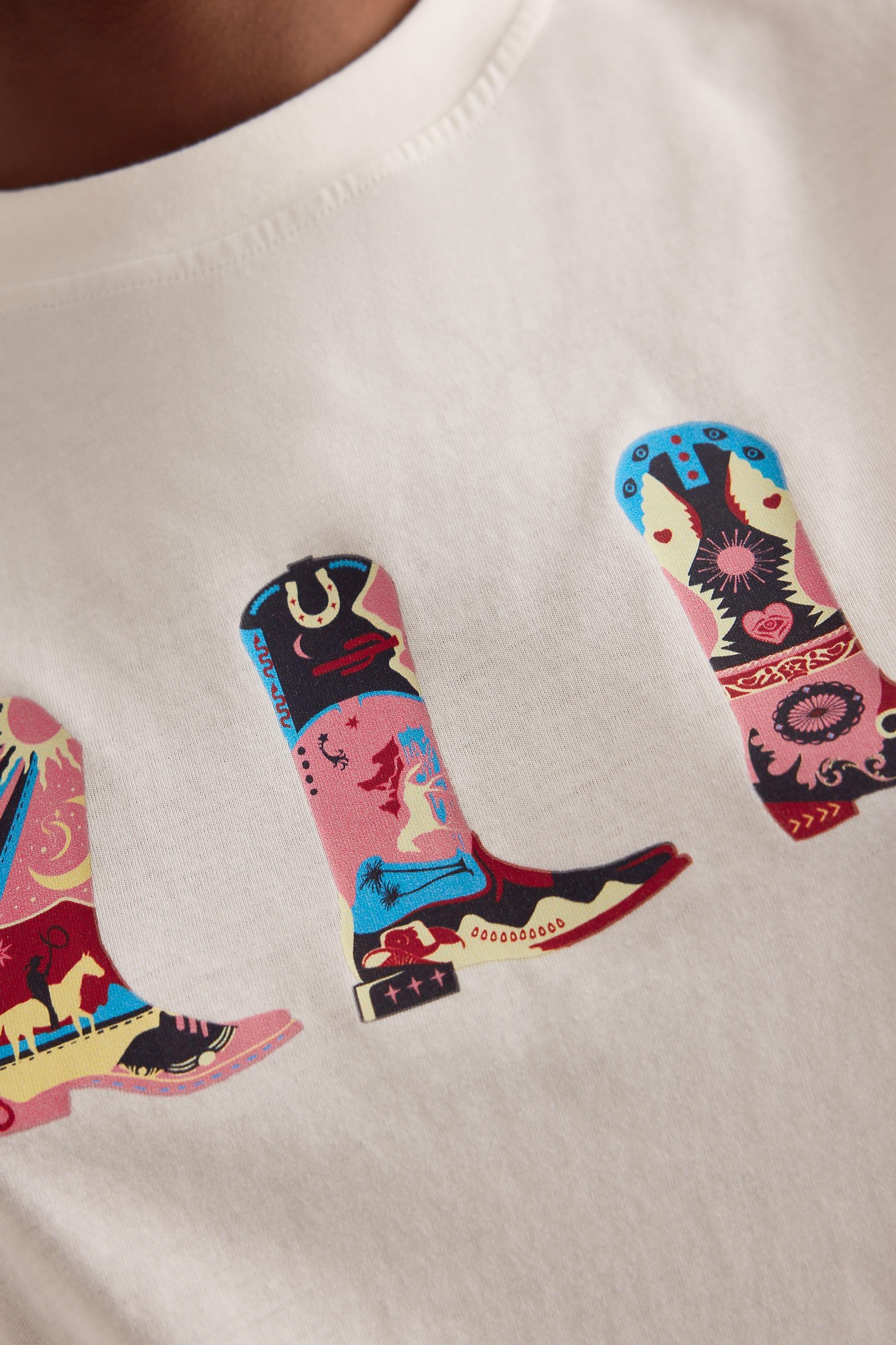 Never Fully Dressed Cowboy Boot Graphic T-Shirt, White, A501_0010, large image number 5