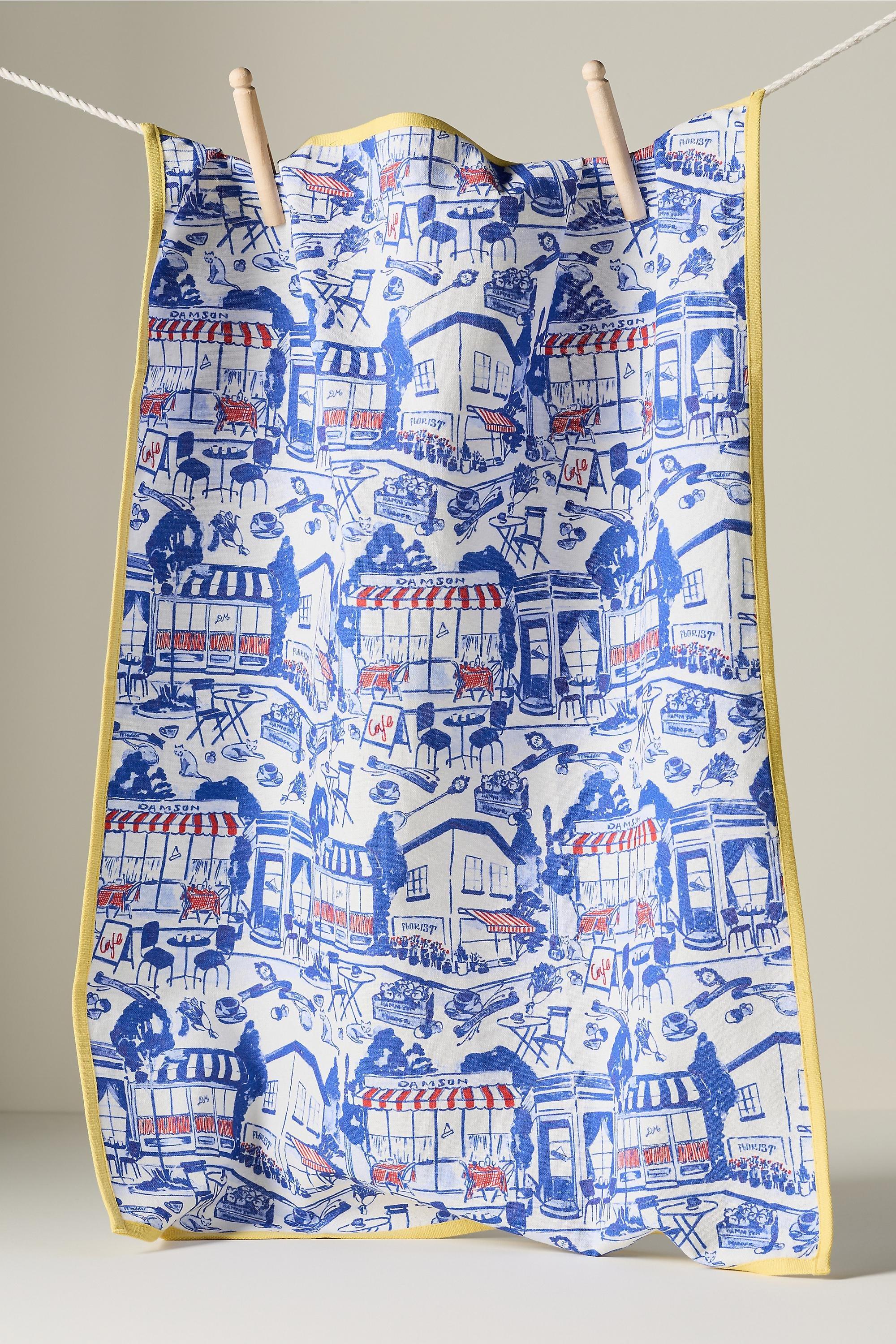 Damson Madder House Tea Towel, Blue, A501_0040, large image number 0