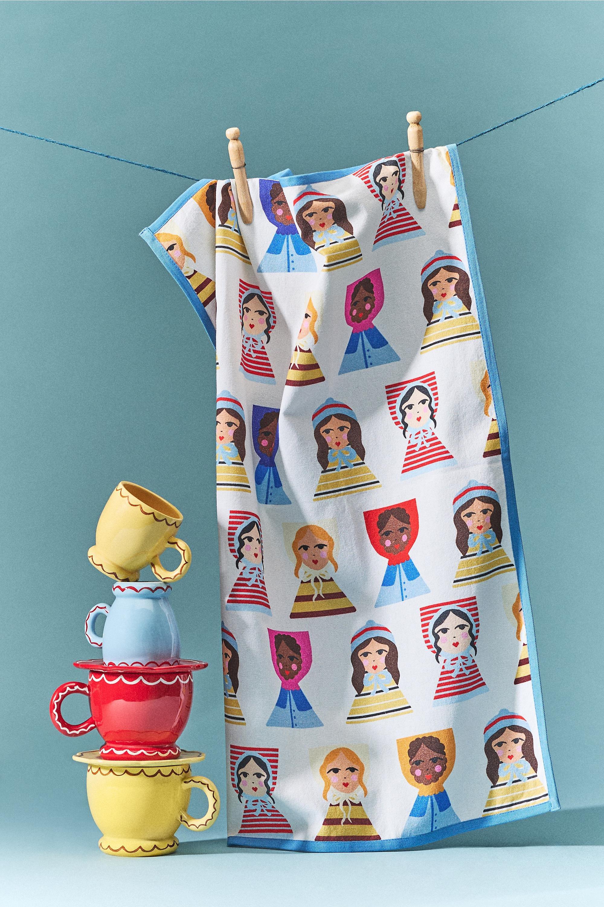 Damson Madder Doll Tea Towel, Multicolour, A501_0000, large image number 1