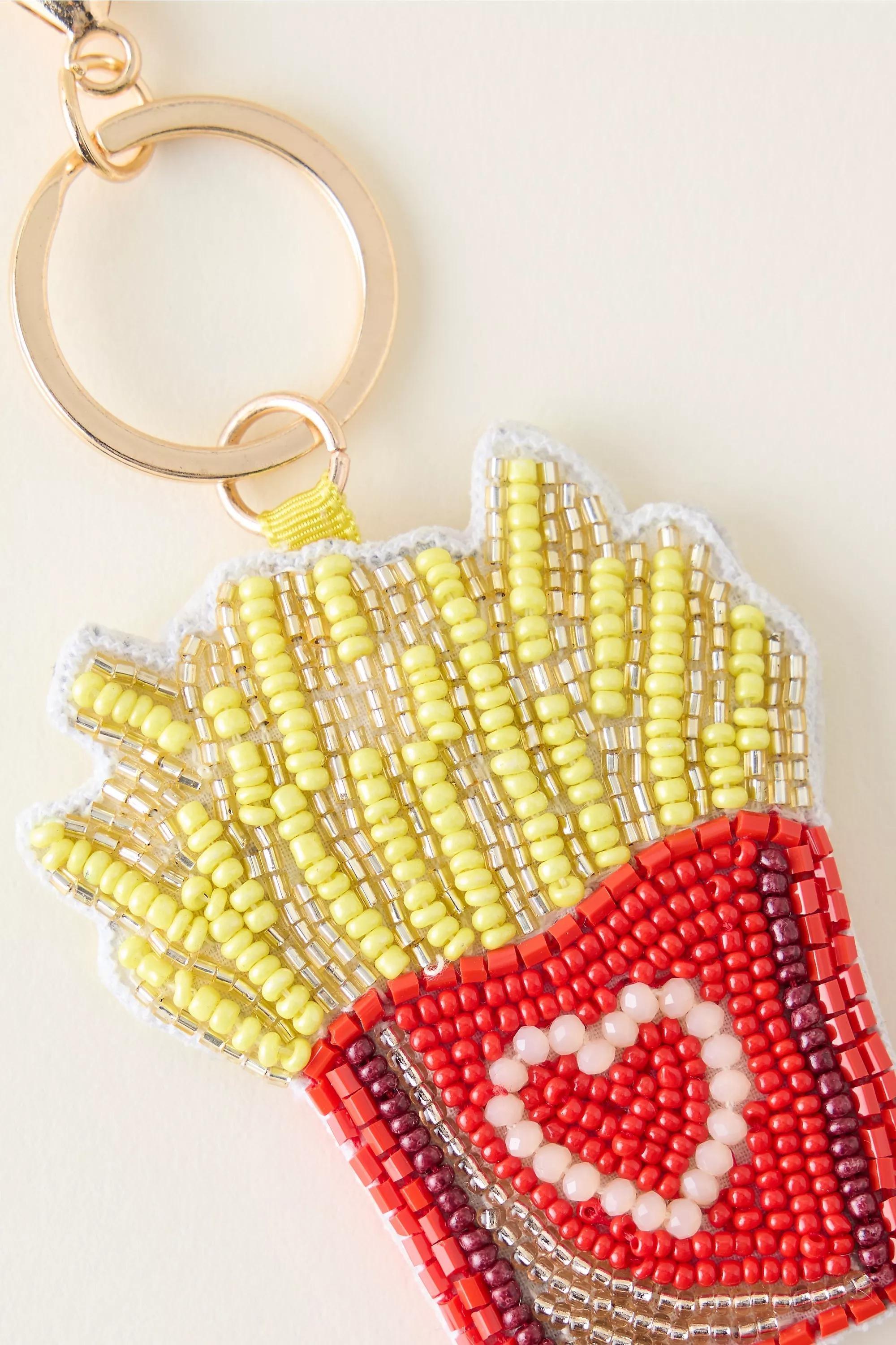 Beaded Fries Bag Charm, Yellow, A501_0079, medium