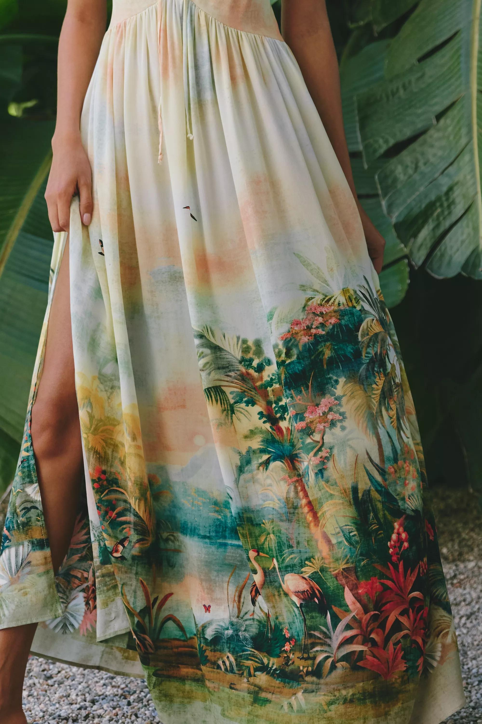 Celandine Sleeveless Scenic Maxi Dress, Multicolour, A501_0038, large image number 2