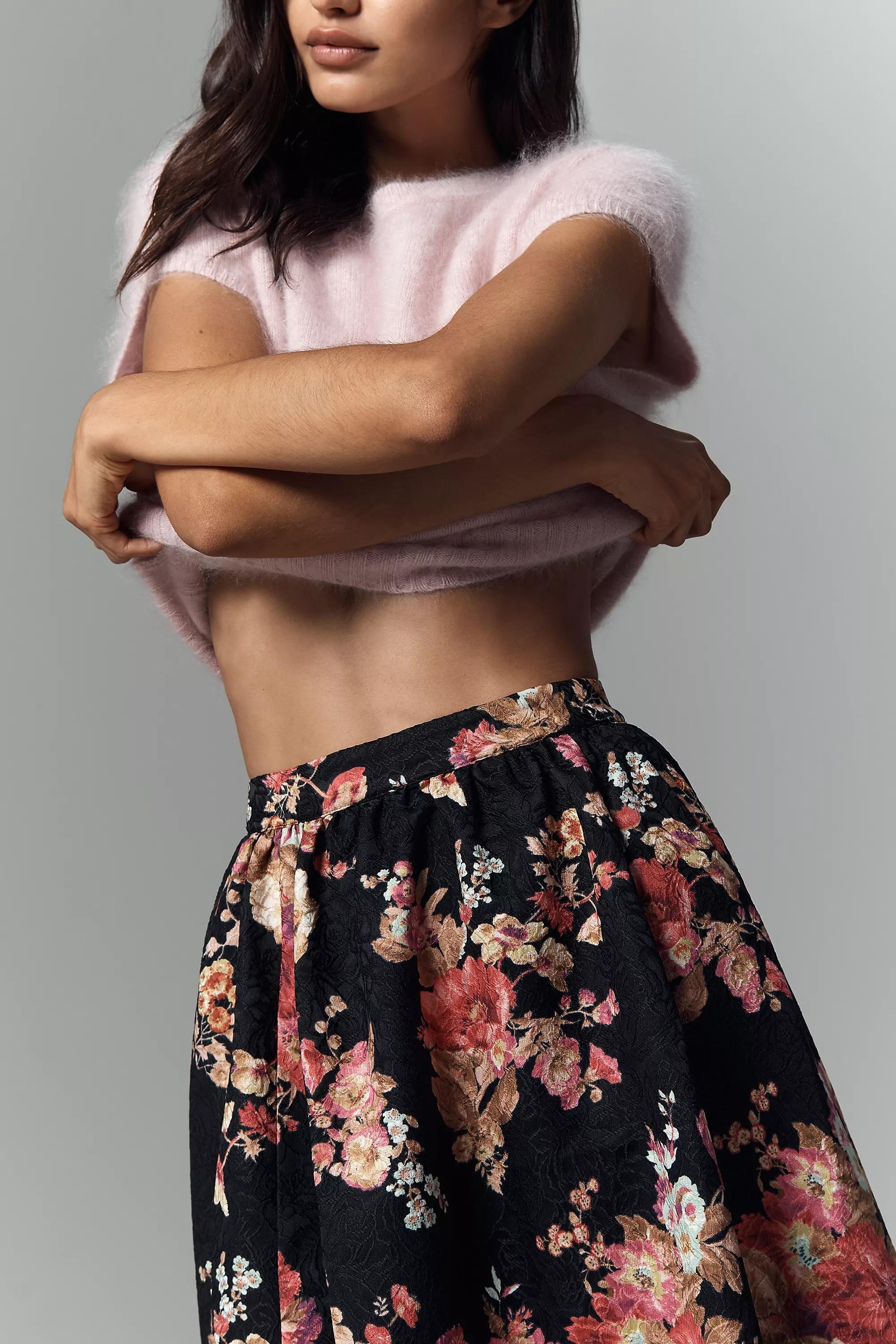 The Jacie Floral Jacquard Midi Skirt By Maeve, Black, A501_0520, large image number 4