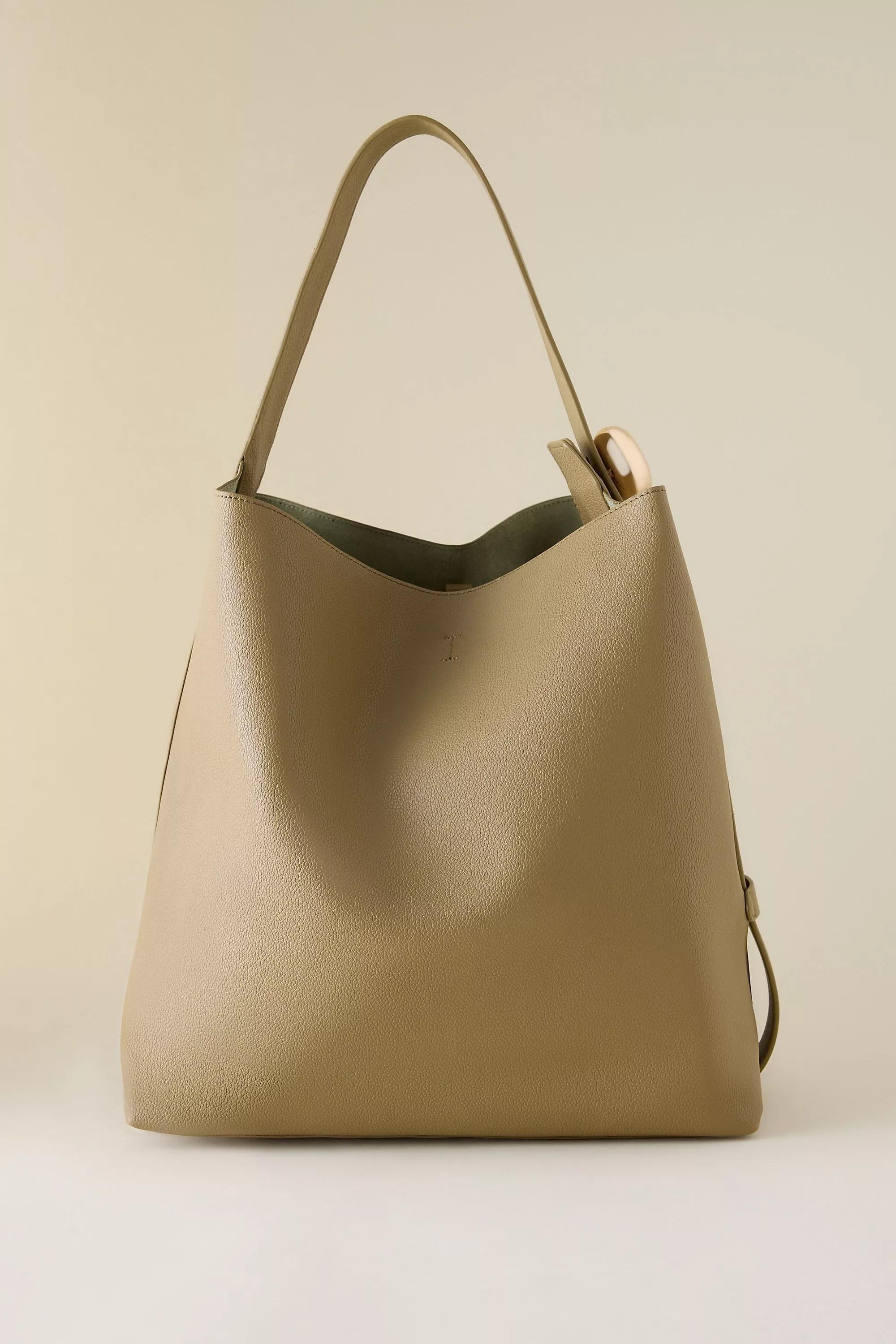 Slouchy Faux-Leather Tote Bag, Beige, A501_0030, large image number 0
