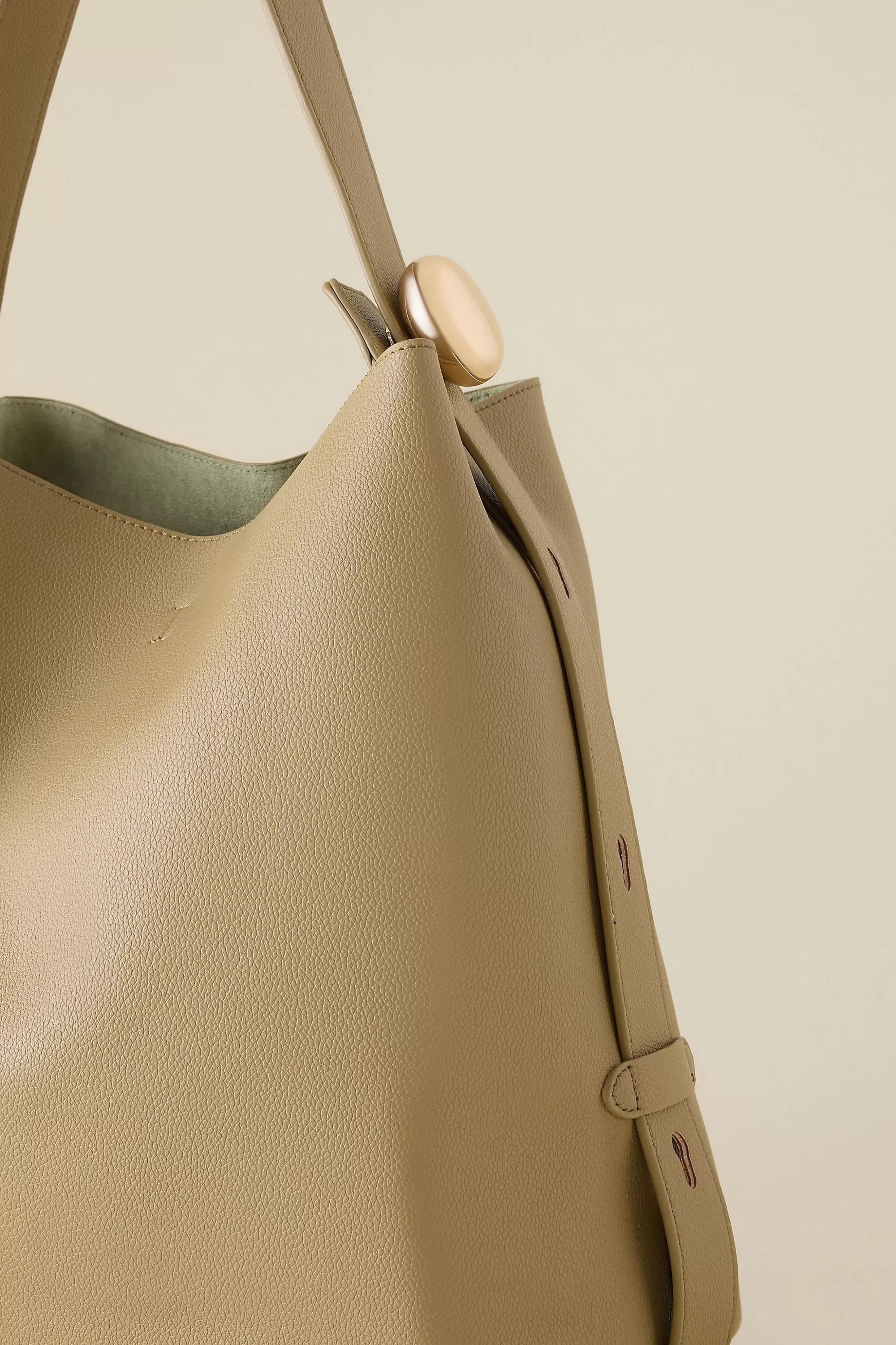 Slouchy Faux-Leather Tote Bag, Beige, A501_0030, large image number 3