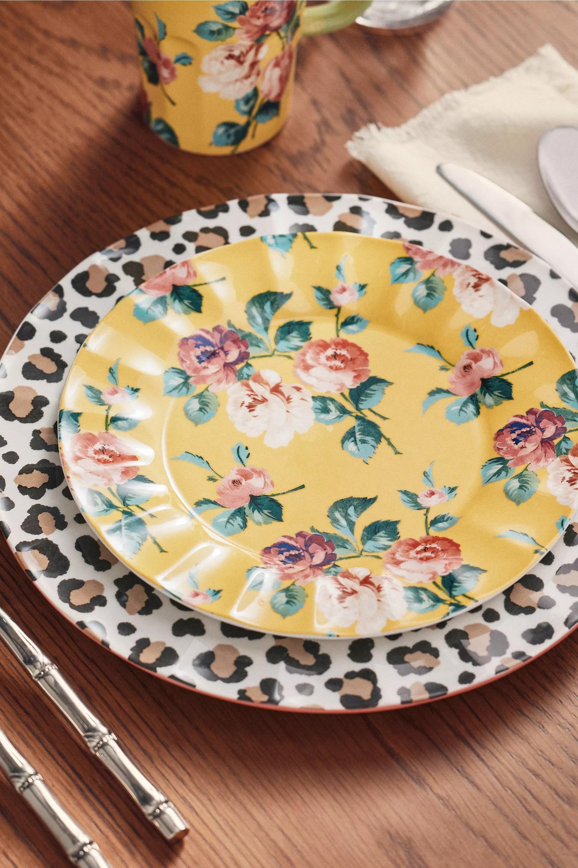 By Maeve Chintzware Stoneware Dessert Plate, Yellow, A501_0072, medium