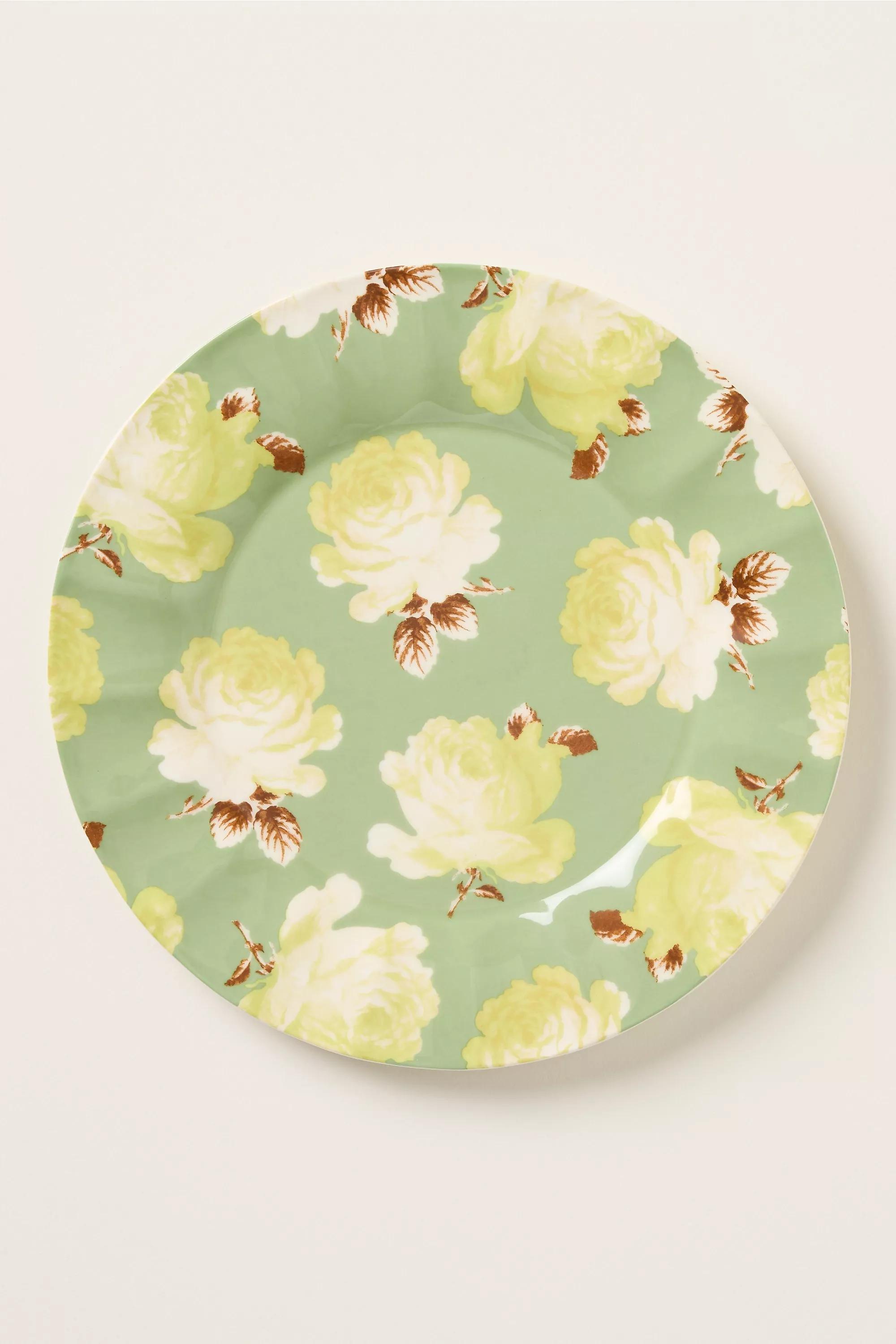 Green Maeve Chintzware Stoneware Dessert Plate, Green, medium