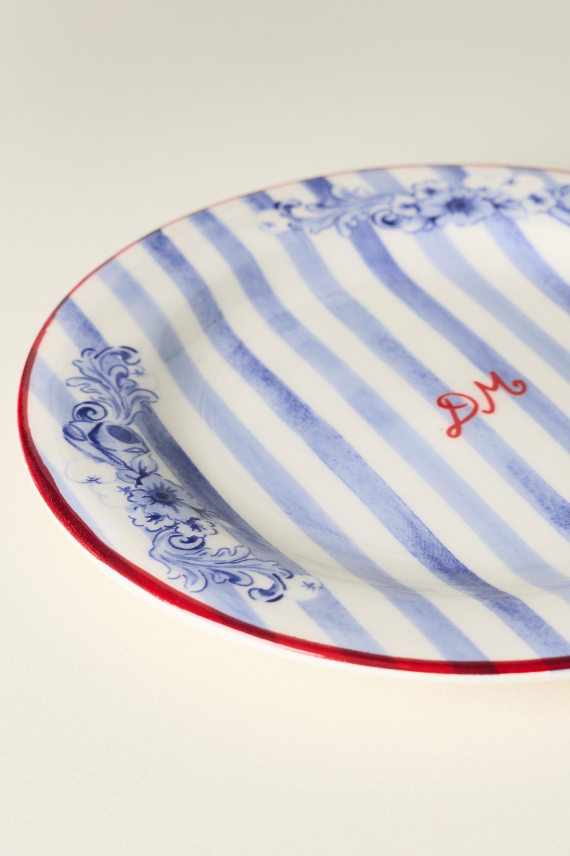 Damson Madder Stoneware Dessert Plates, Blue Stripe, A501_0546, large image number 3
