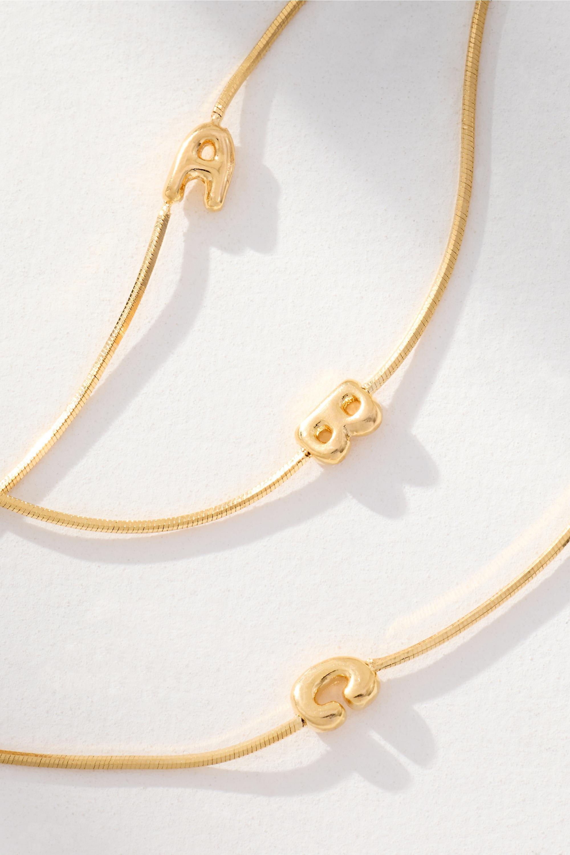 Y Barely There Bubble Monogram Necklace, Gold, medium