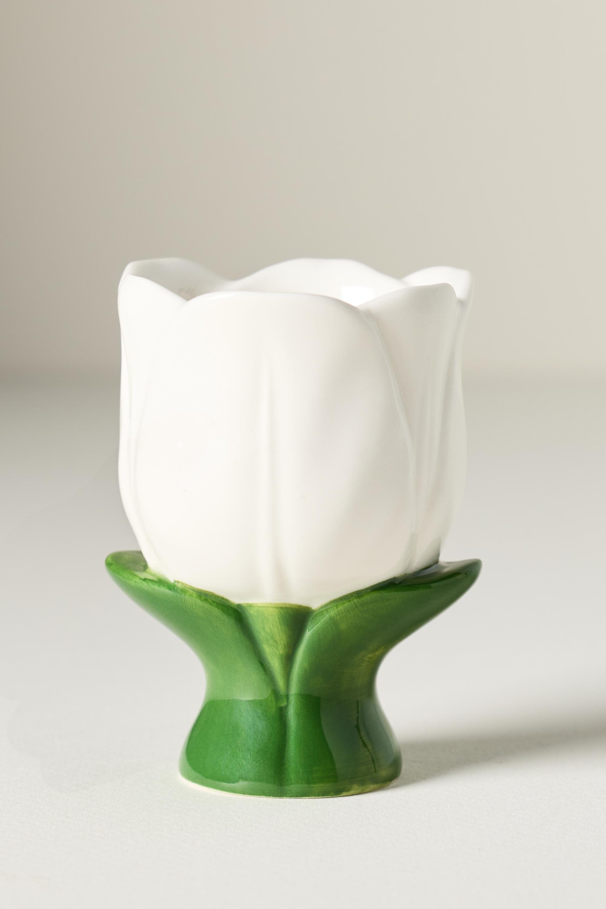 White Louise Stoneware Egg Cup, White, large image number 1