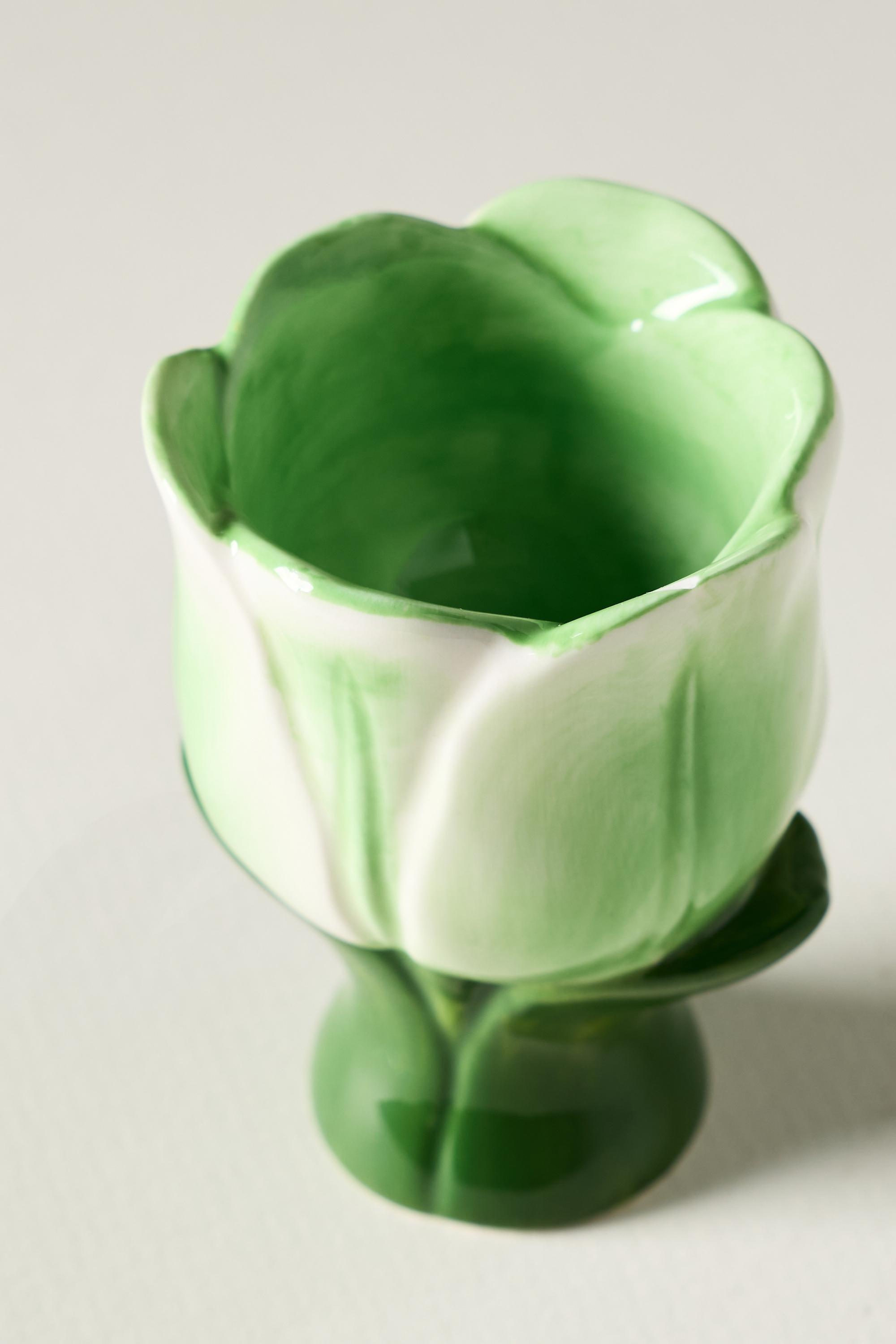 Louise Stoneware Egg Cup, Green, A501_0030, large image number 2