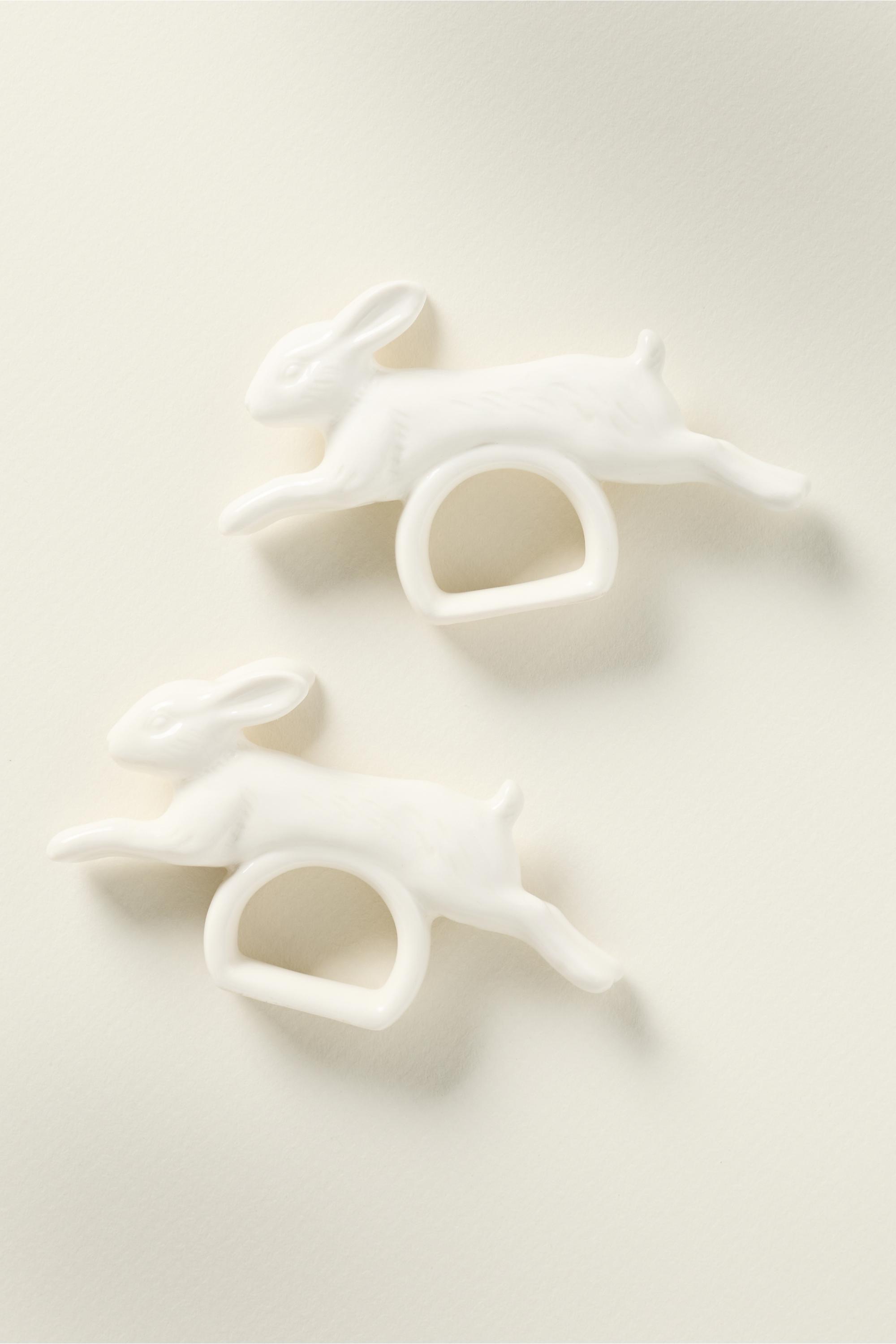 Louise Stoneware Bunny Napkin Rings, Set Of 4, White, A501_0010, large image number 1