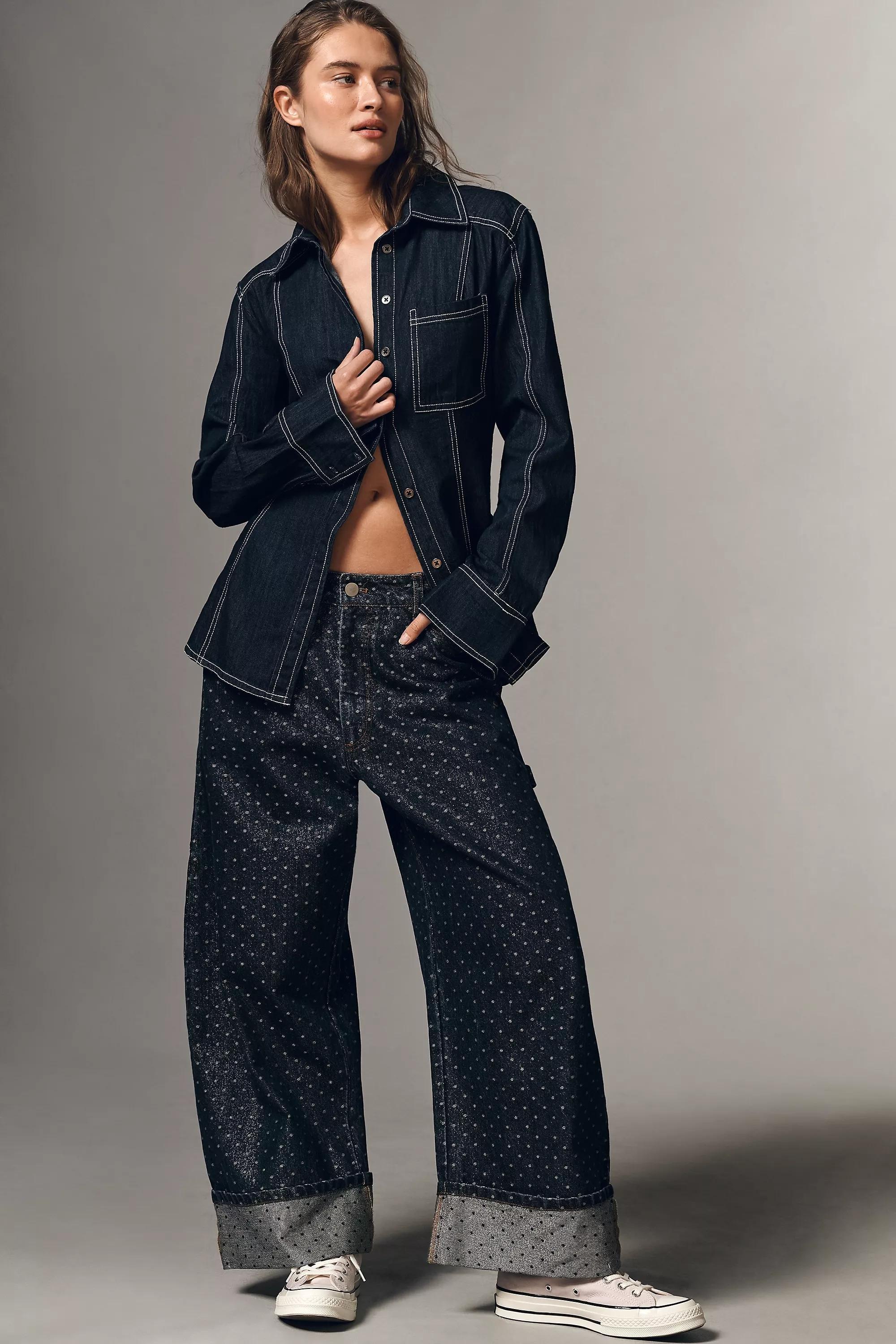 By Pilcro Long-Sleeve Denim Button-down Shirt, Navy, A501_0091, large image number 2