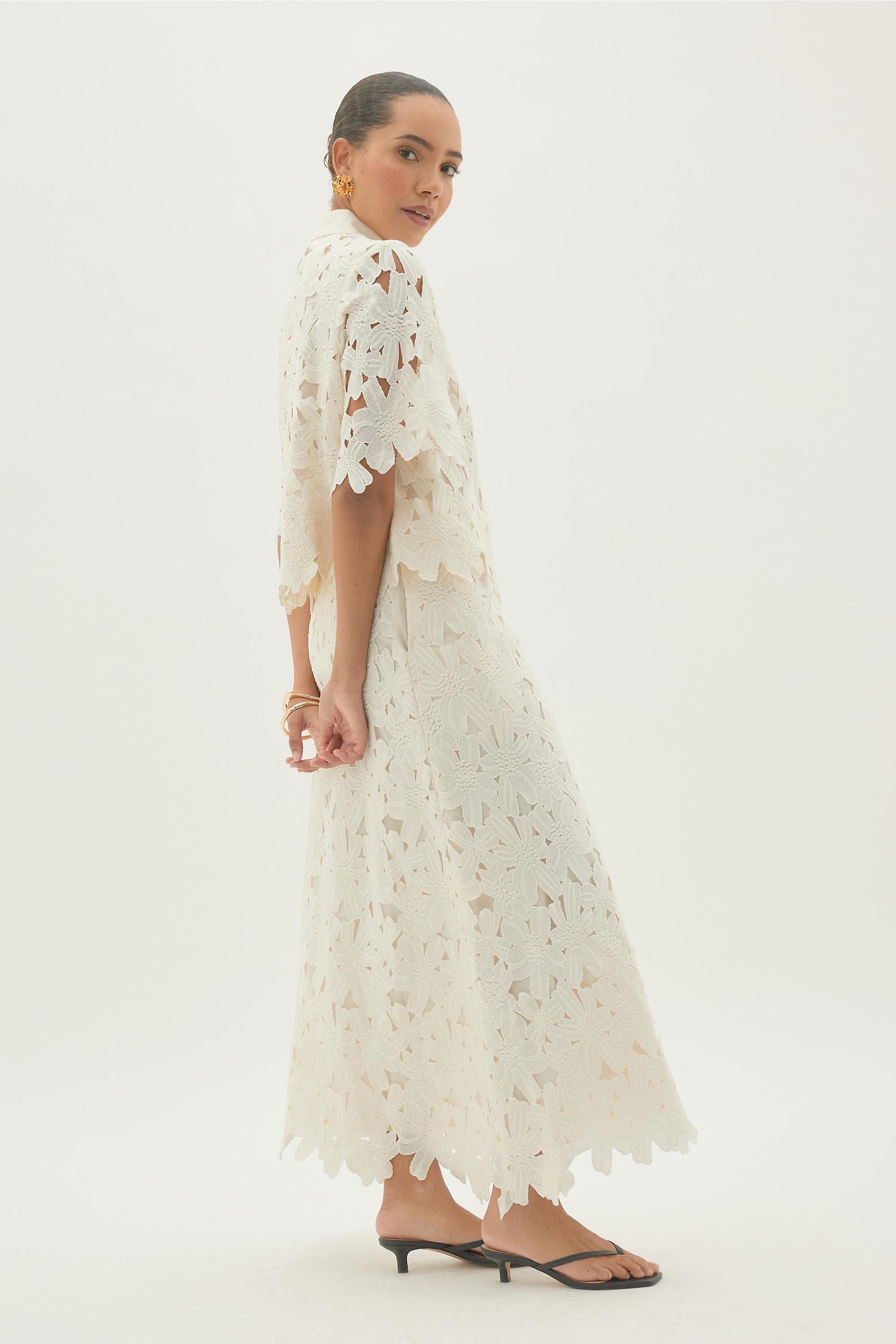 By Anthropologie Cutwork Floral Blouse, White, A501_0010, large image number 2