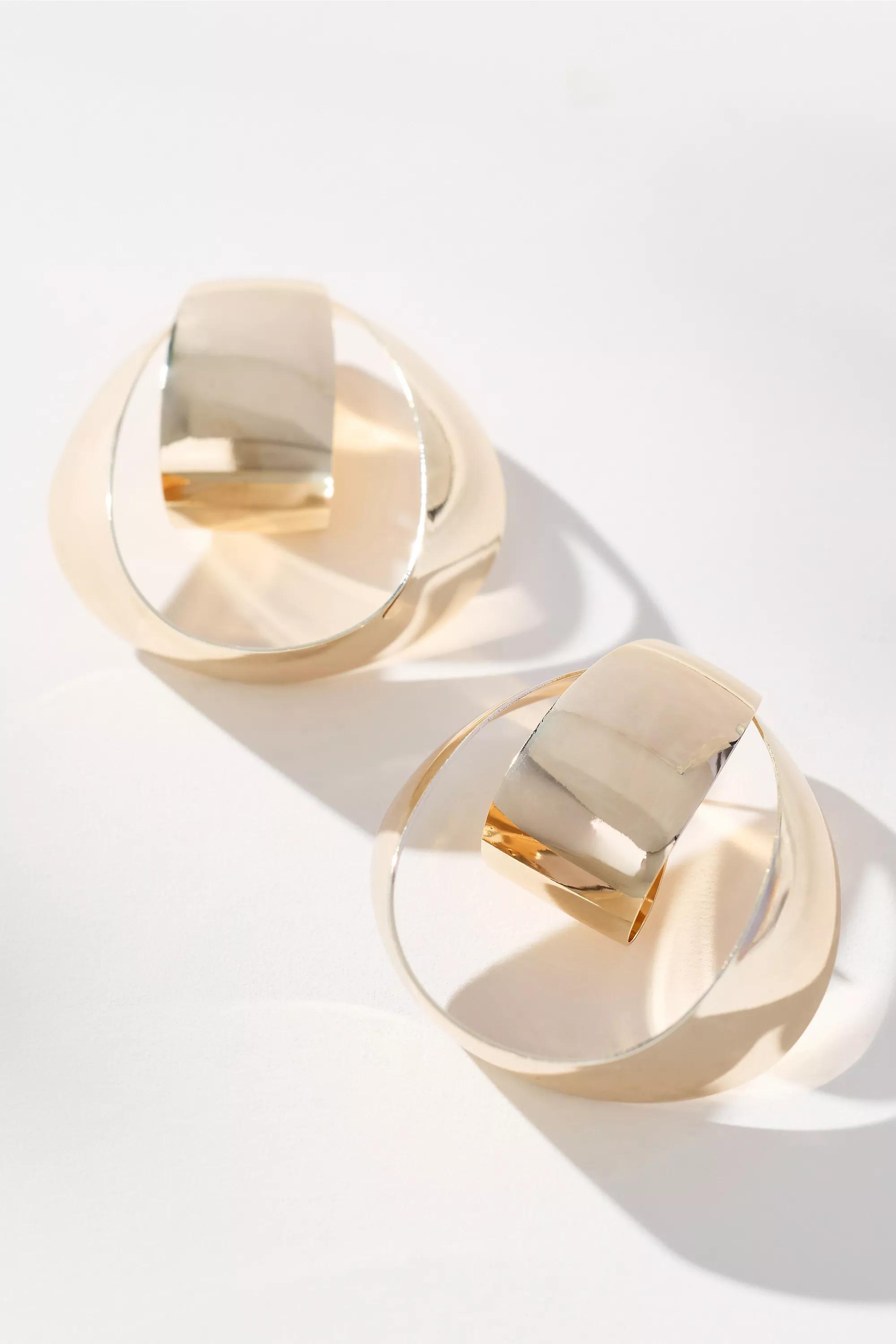 Large Mod Hoop Earrings, Gold, A501_0070, large image number 0