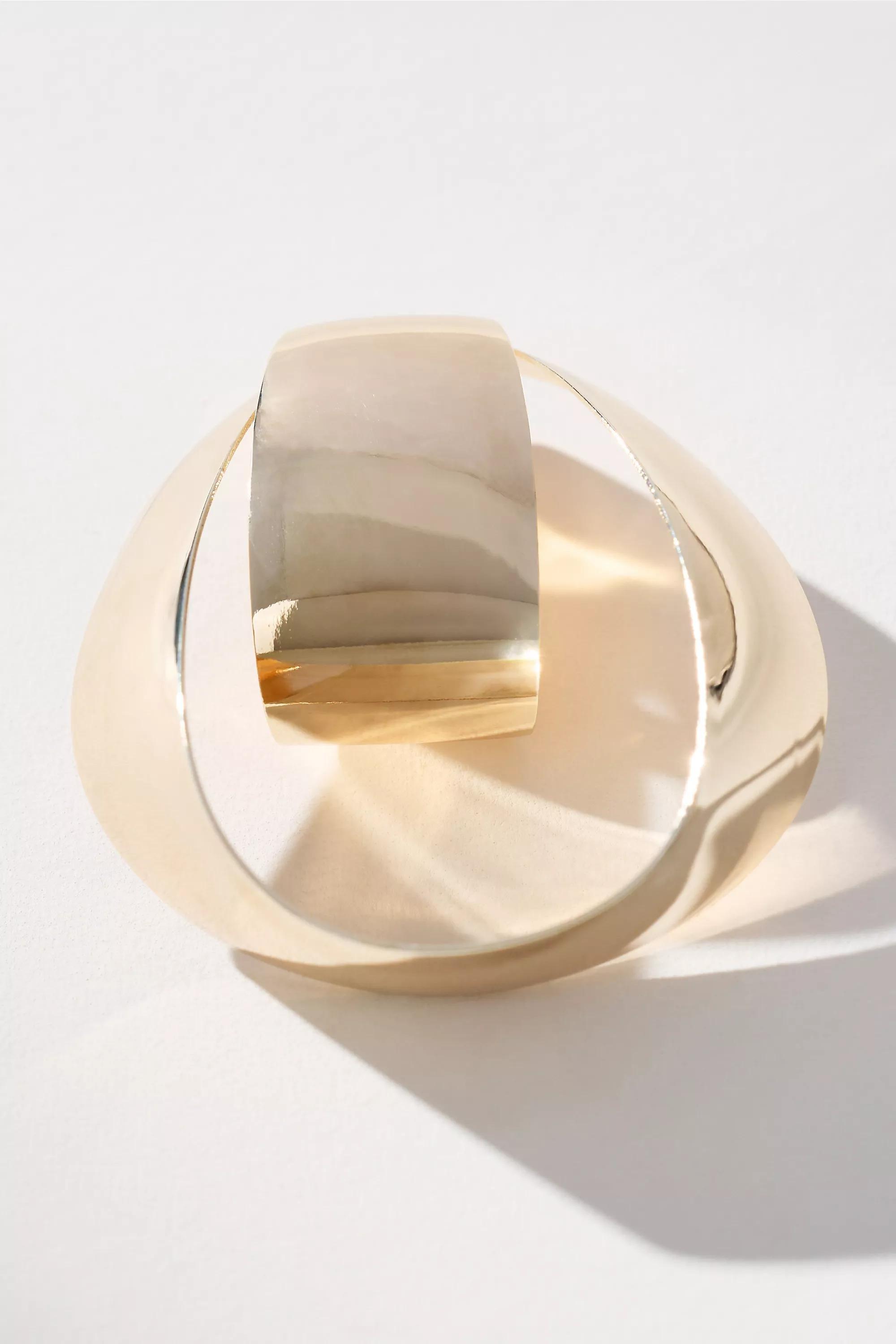 Large Mod Hoop Earrings, Gold, A501_0070, large image number 4