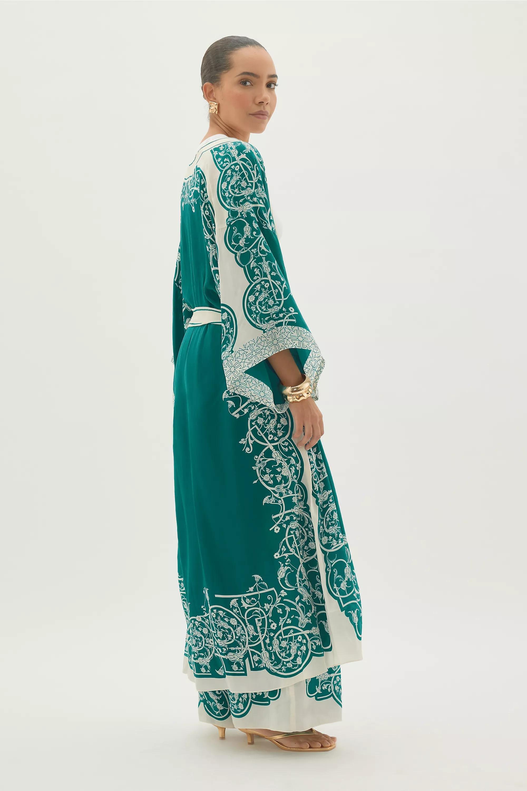 By Anthropologie Printed Kimono, Green, A501_0038, large image number 3