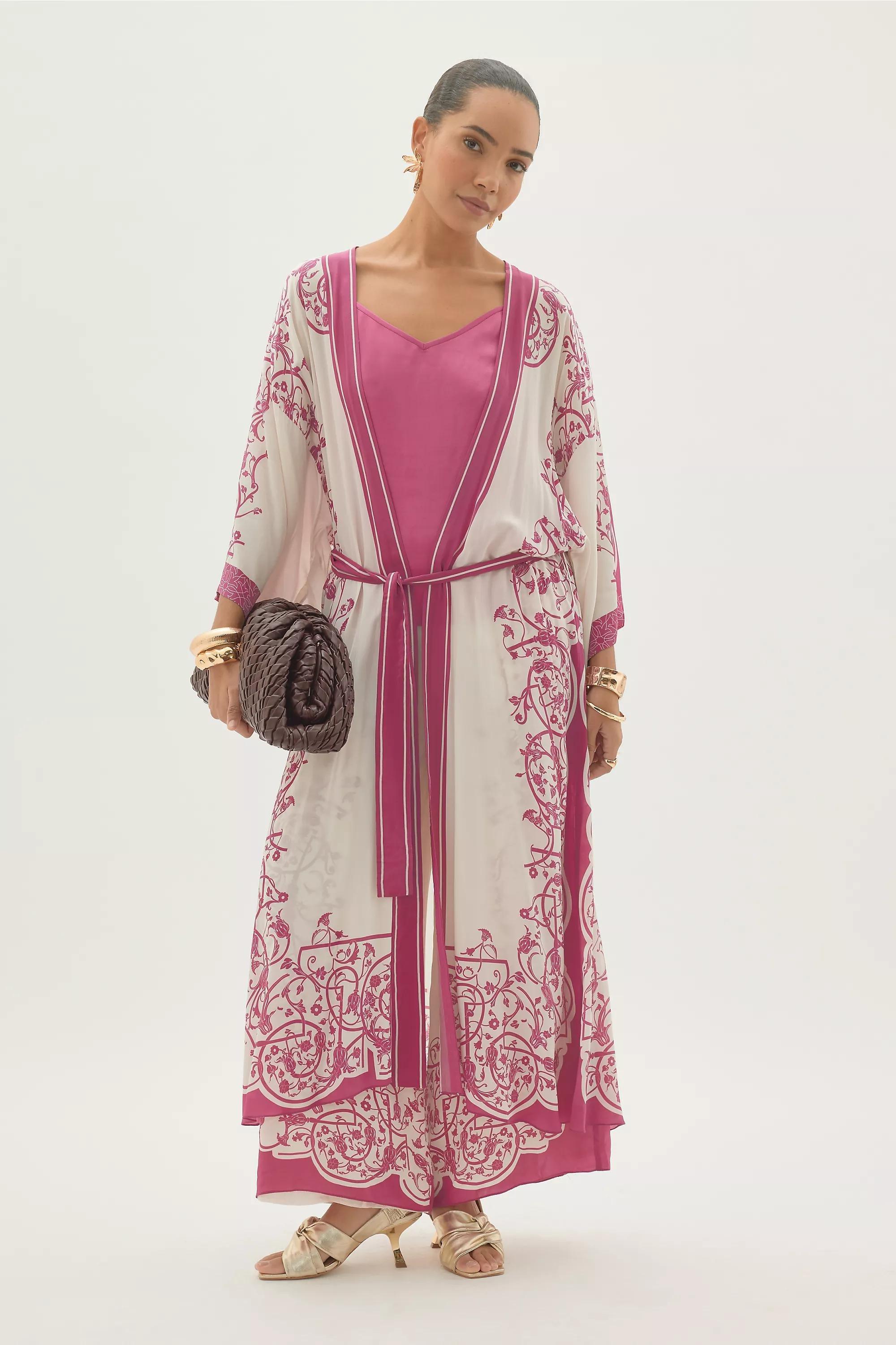 By Anthropologie Printed Kimono, Pink, A501_0066, large image number 0
