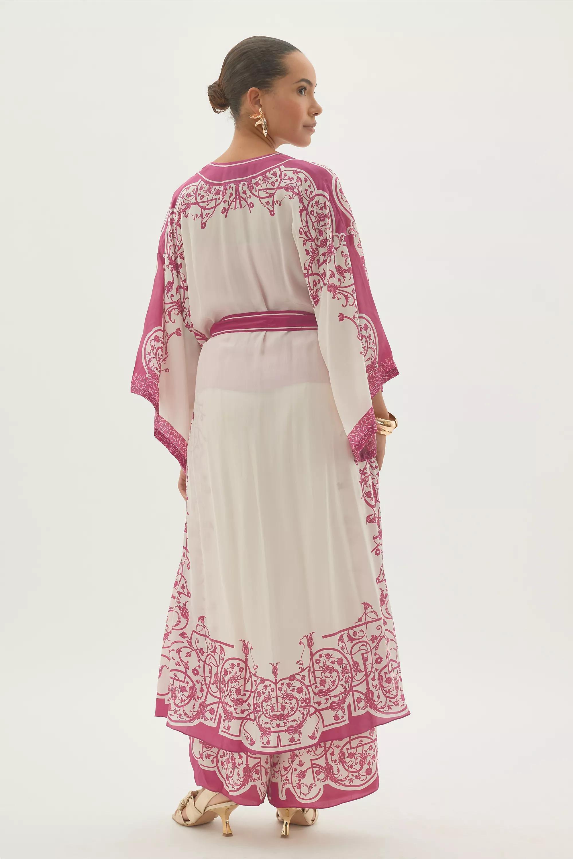 By Anthropologie Printed Kimono, Pink, A501_0066, large image number 3