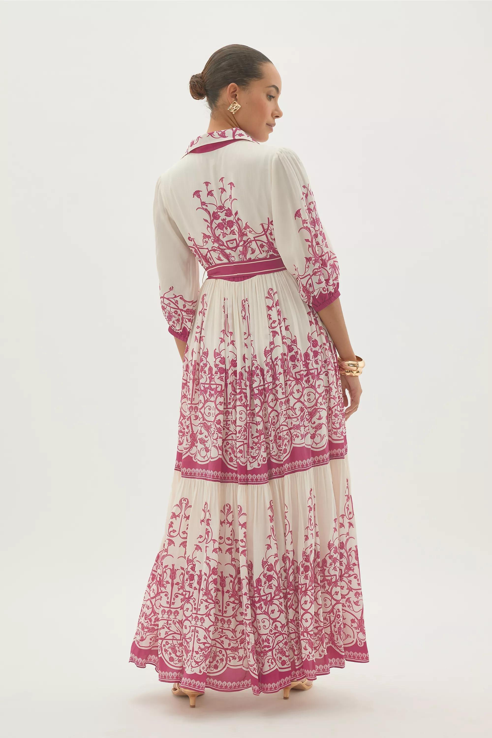 By Anthropologie Printed Belted Shirt Dress, Pink, A501_0066, large image number 1