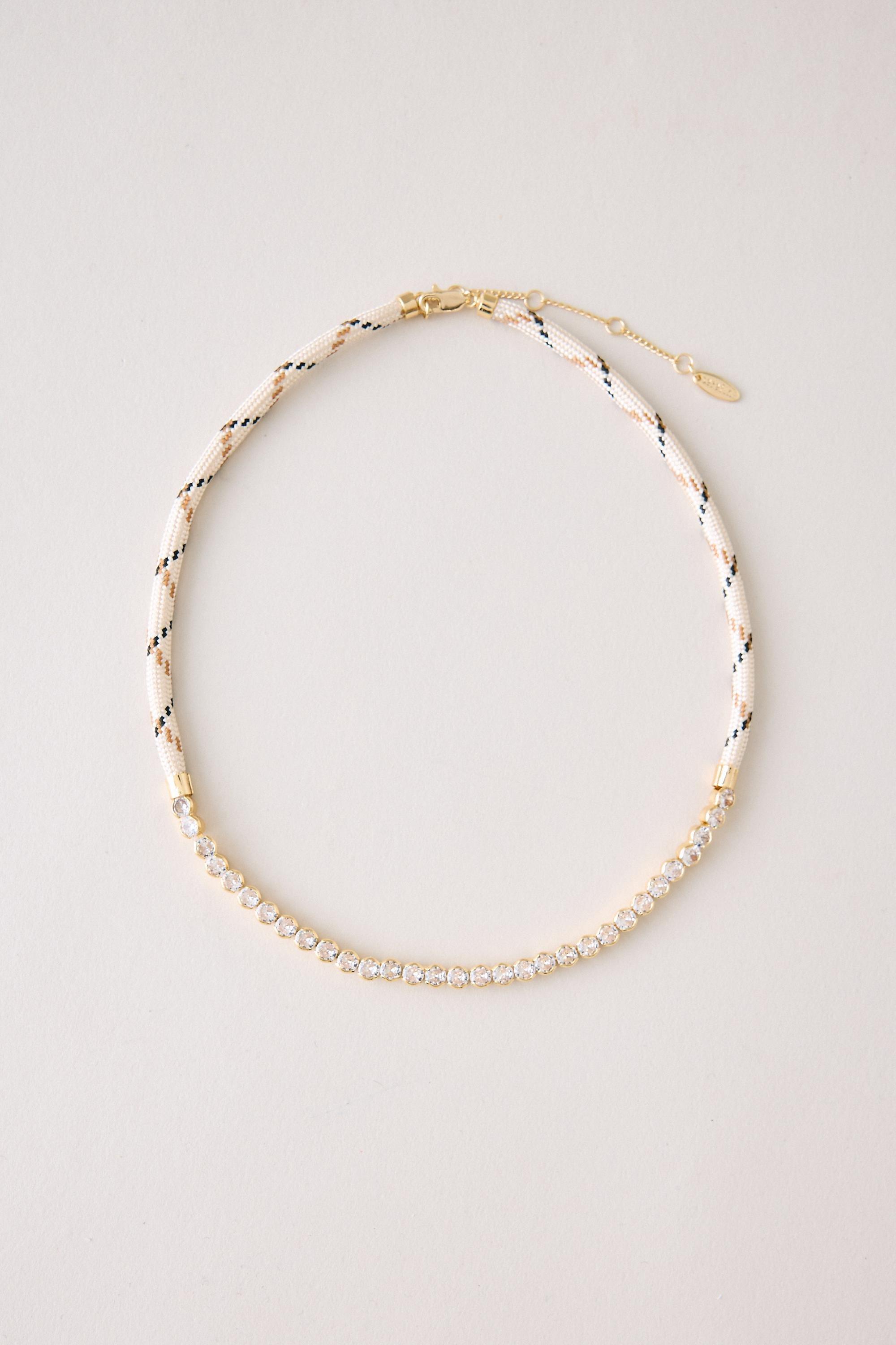 By Anthropologie Corded Crystal Necklace Beige, A501_0011, medium