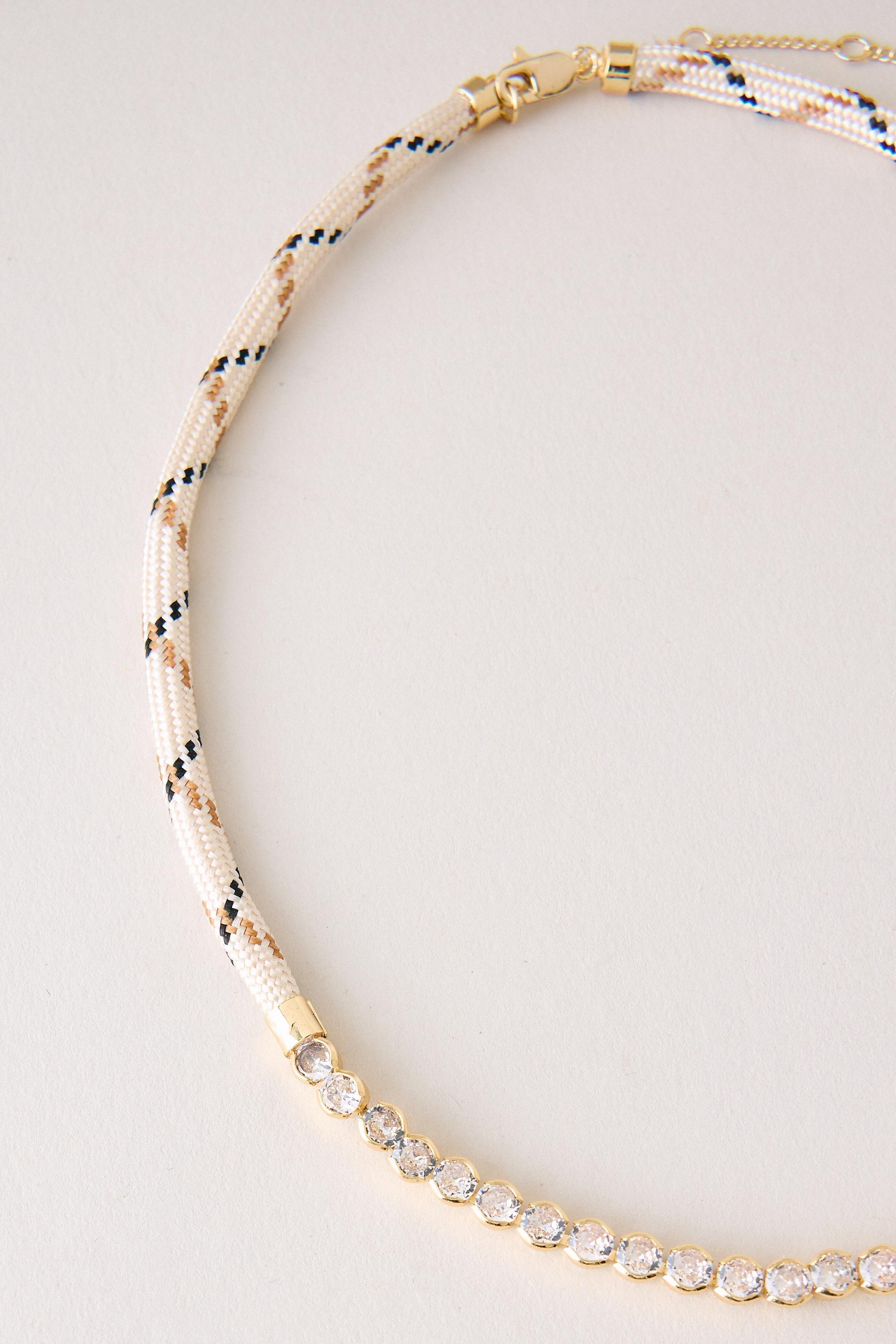 By Anthropologie Corded Crystal Necklace Beige, A501_0011, medium