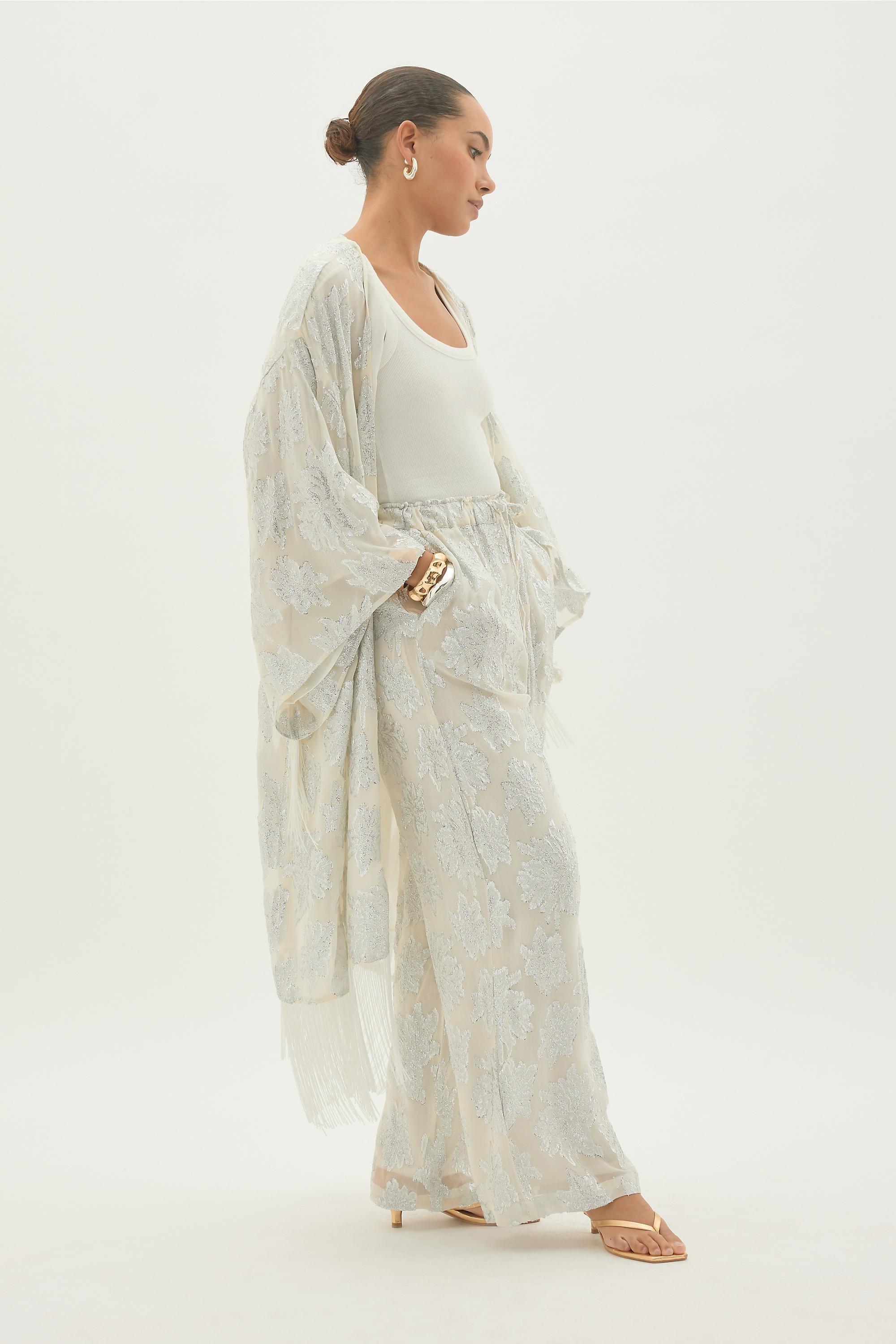 Floral Jacquard Pants, Beige, A501_0010, medium