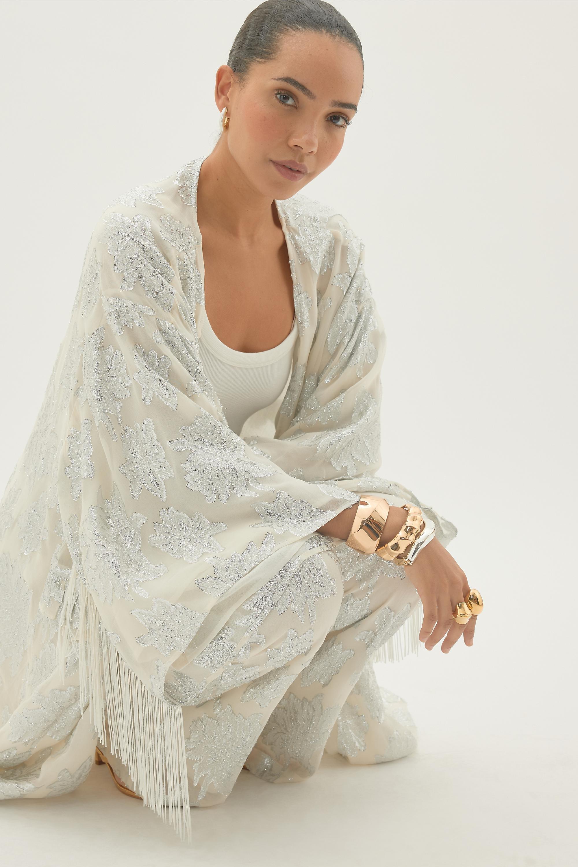 Floral Jacquard Pants, Beige, A501_0010, large image number 2