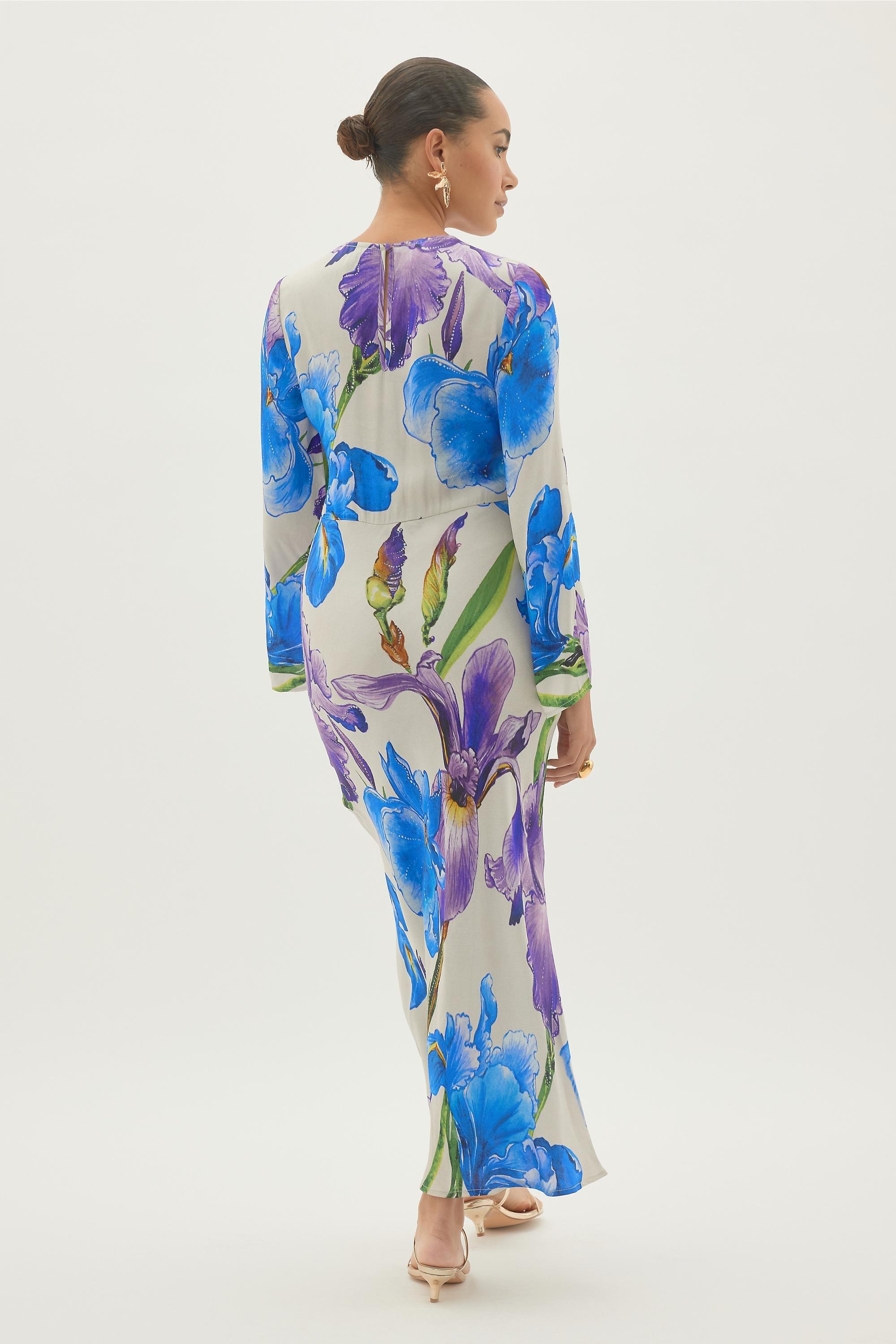 By Anthropologie Cresella Floral Satin Maxi Dress, Multicolour, A501_0000, large image number 1