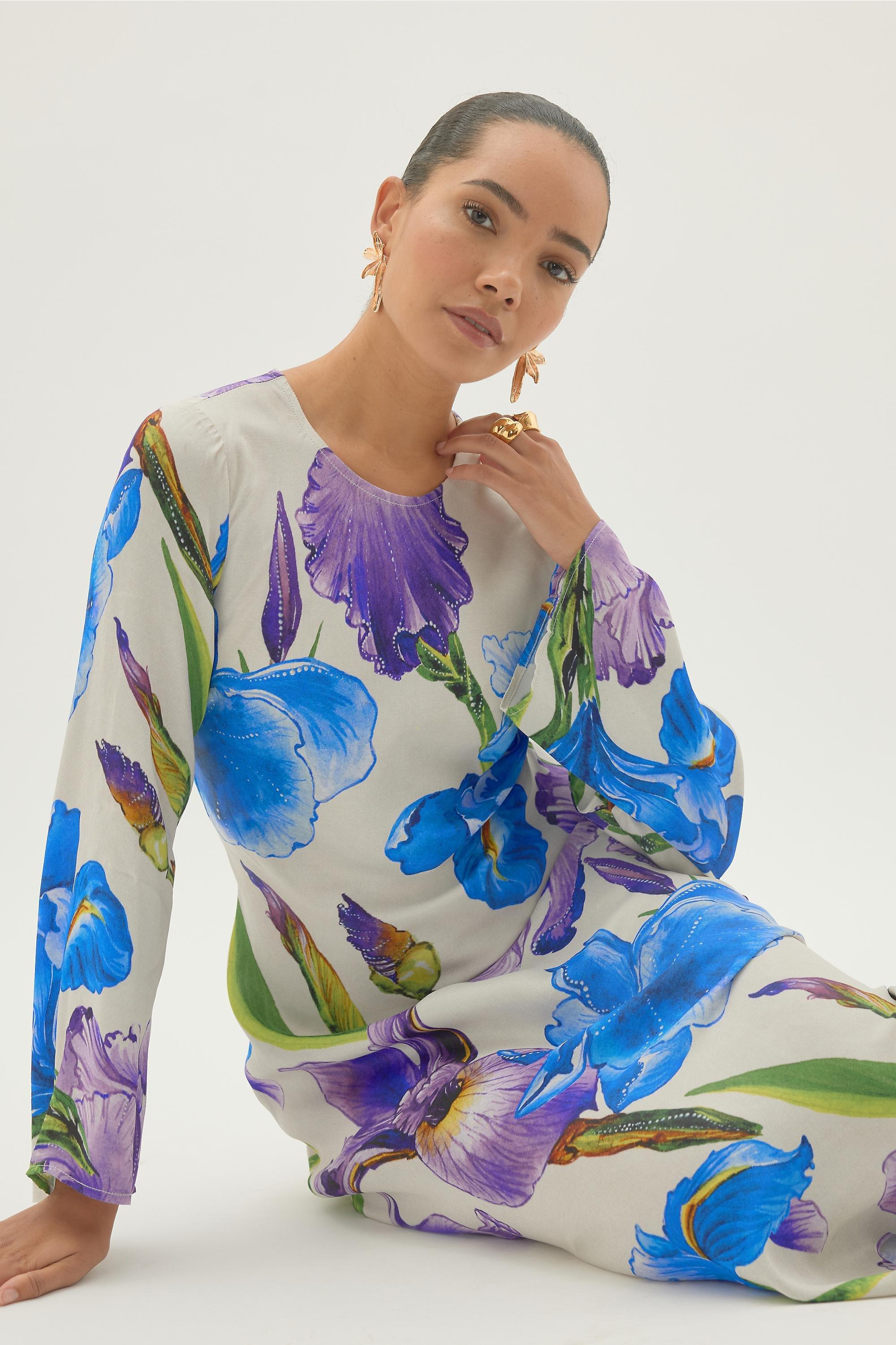 By Anthropologie Cresella Floral Satin Maxi Dress, Multicolour, A501_0000, large image number 2