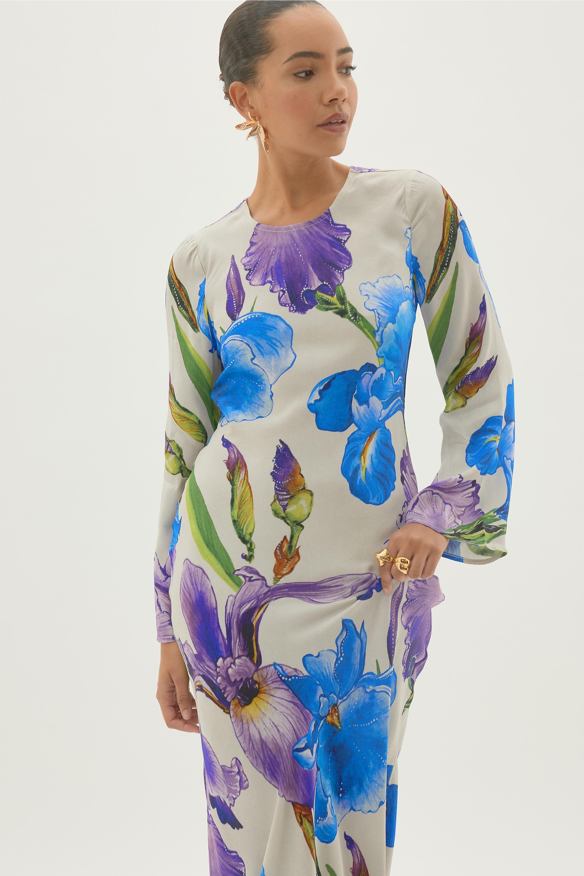 By Anthropologie Cresella Floral Satin Maxi Dress, Multicolour, A501_0000, large image number 3